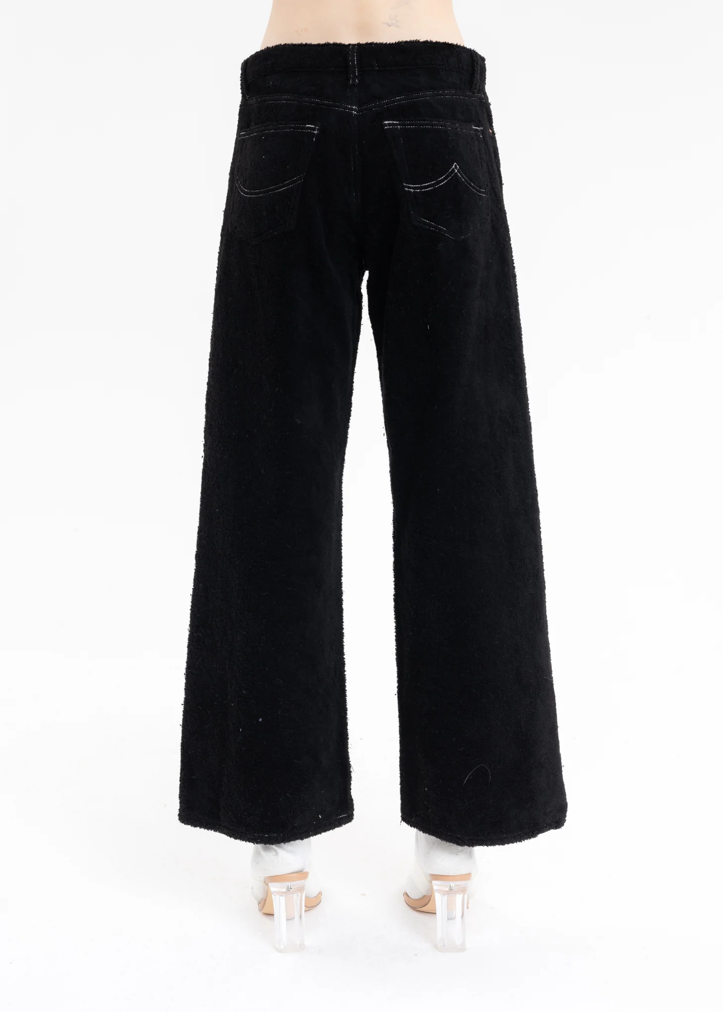 Black FUZZY LOW-RISE BUGGY PANTS - Image 2