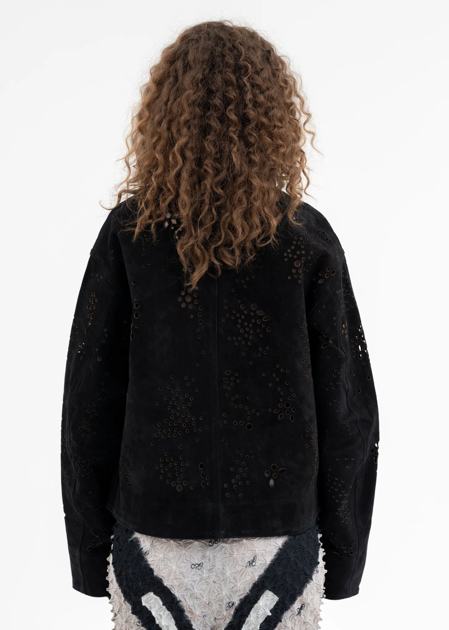 BLACK GALAXY-CUT LEATHER JACKET - Image 2
