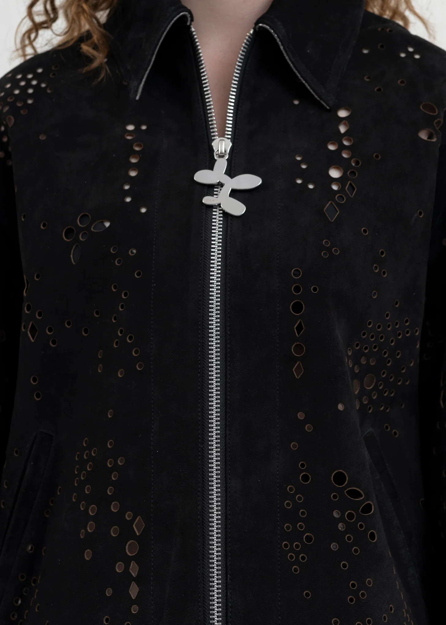 BLACK GALAXY-CUT LEATHER JACKET - Image 4