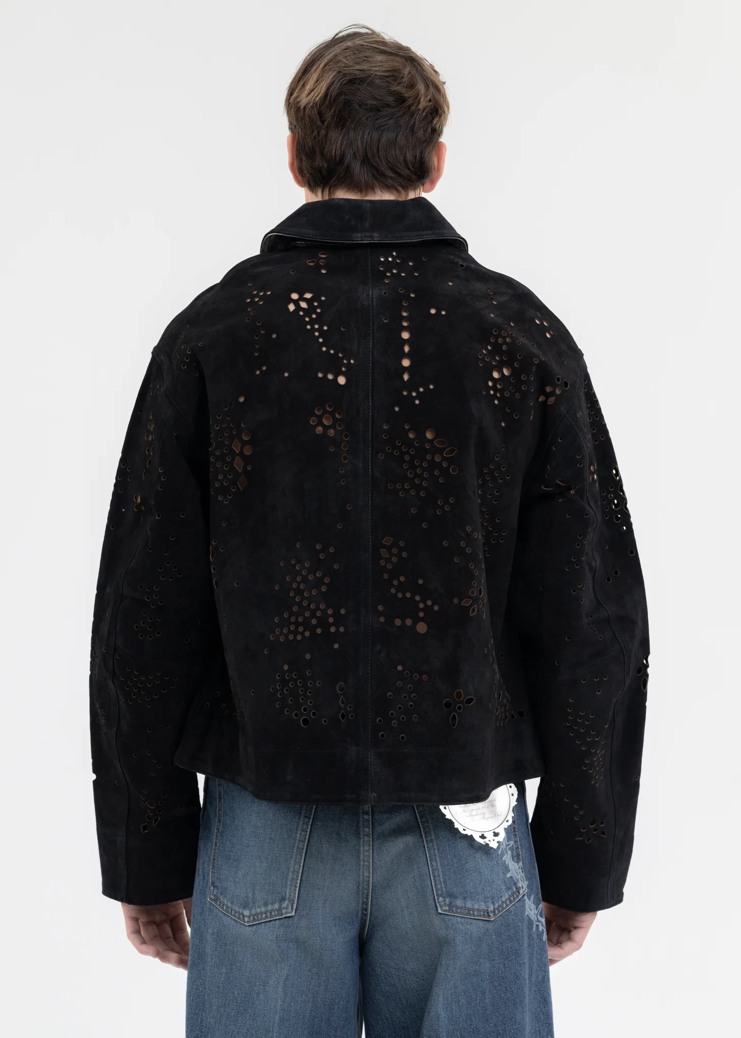 BLACK GALAXY-CUT LEATHER JACKET - Image 2