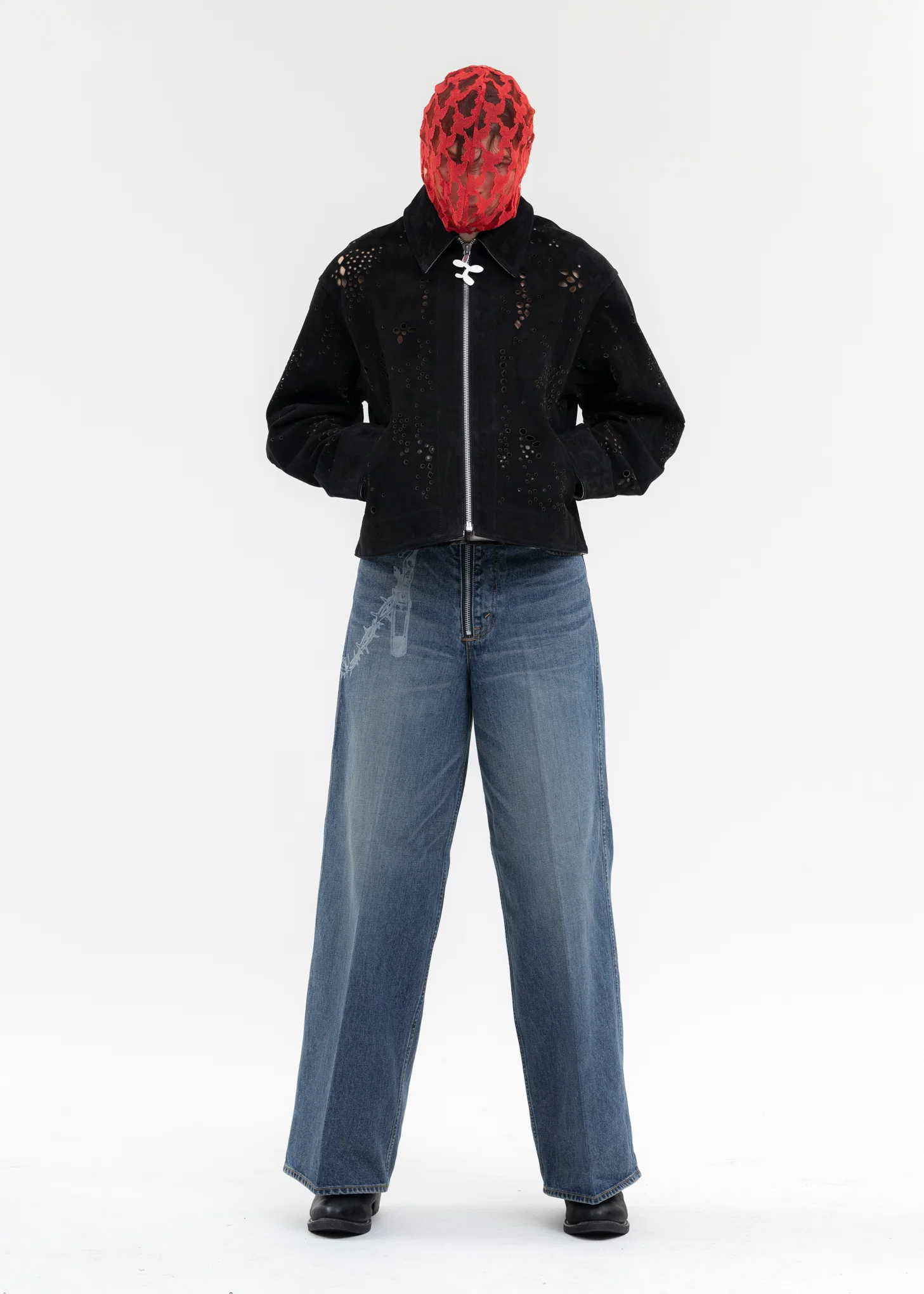BLACK GALAXY-CUT LEATHER JACKET - Image 7