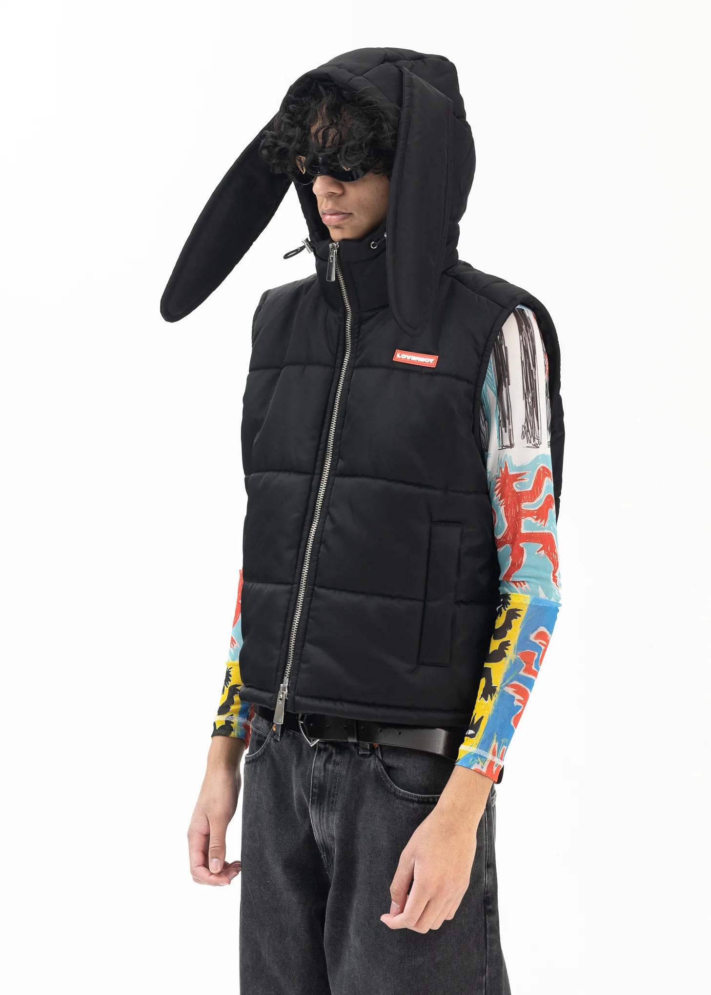 BLACK GENDER JACQUARD BUNNY GILET - Image 2