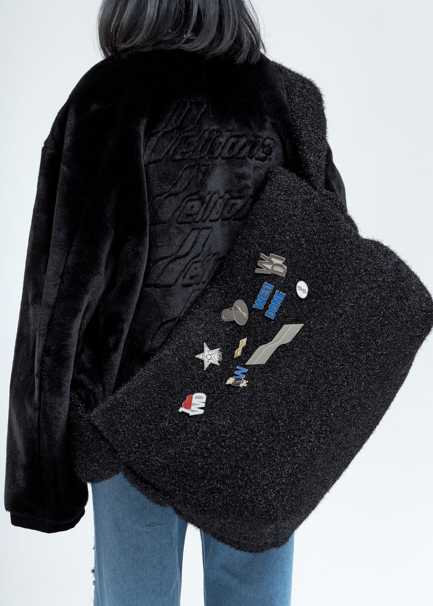 Black Glitter Crossbody Bag (Pins Separate) - Image 2