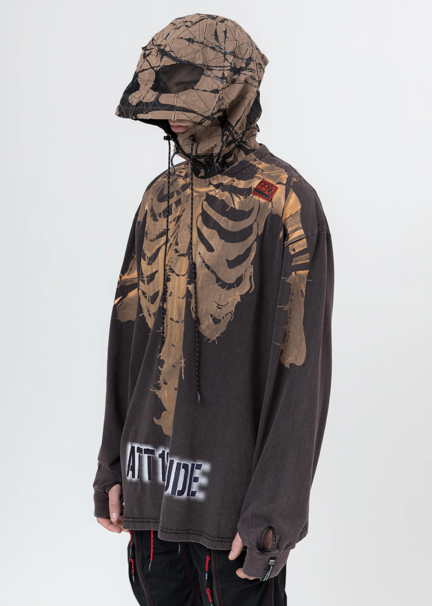 Black Glow In The Dark Skull Long Sleeve T-Shirt - Image 4