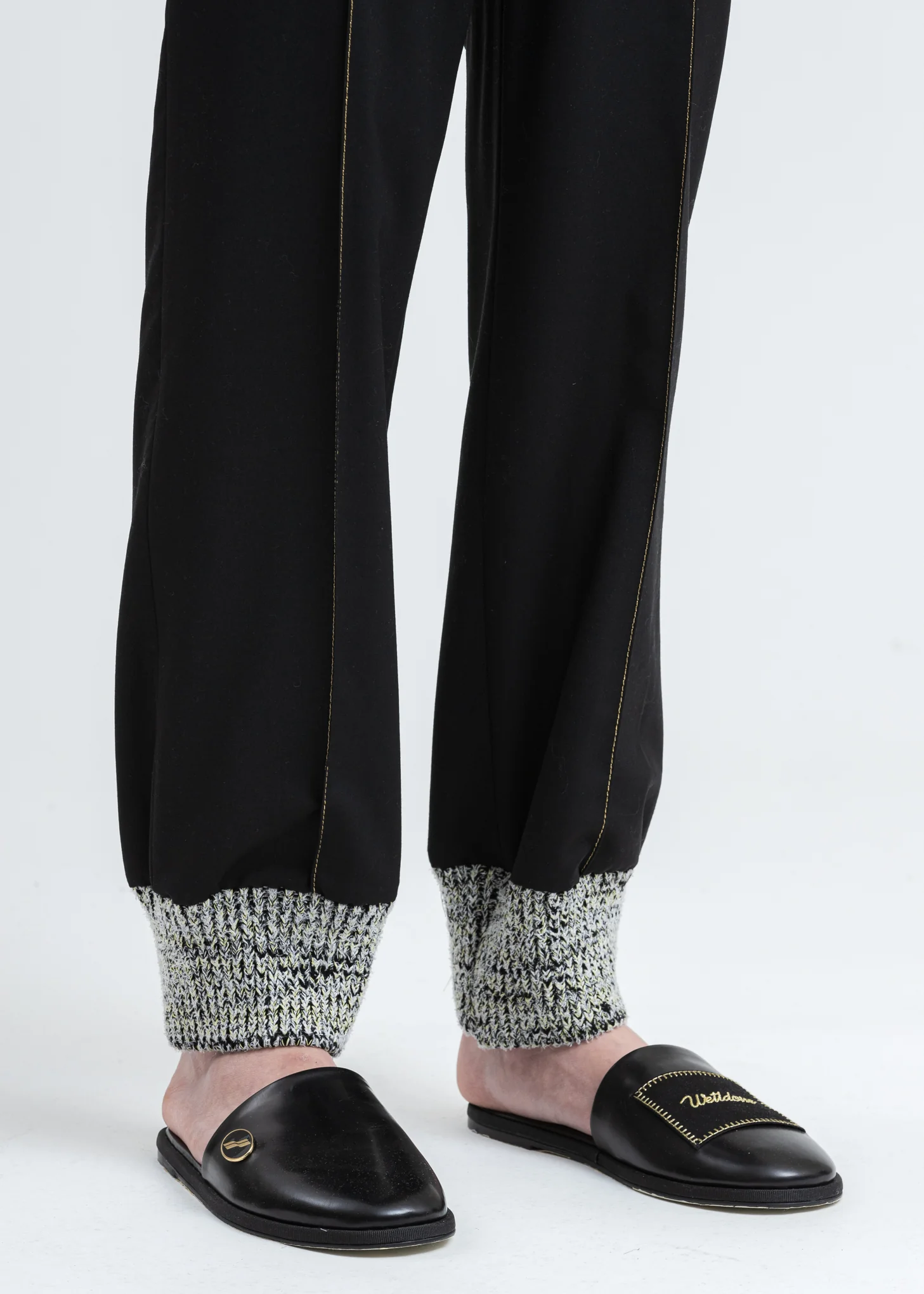 Black Gold Stitch Jogger Trousers - Image 2