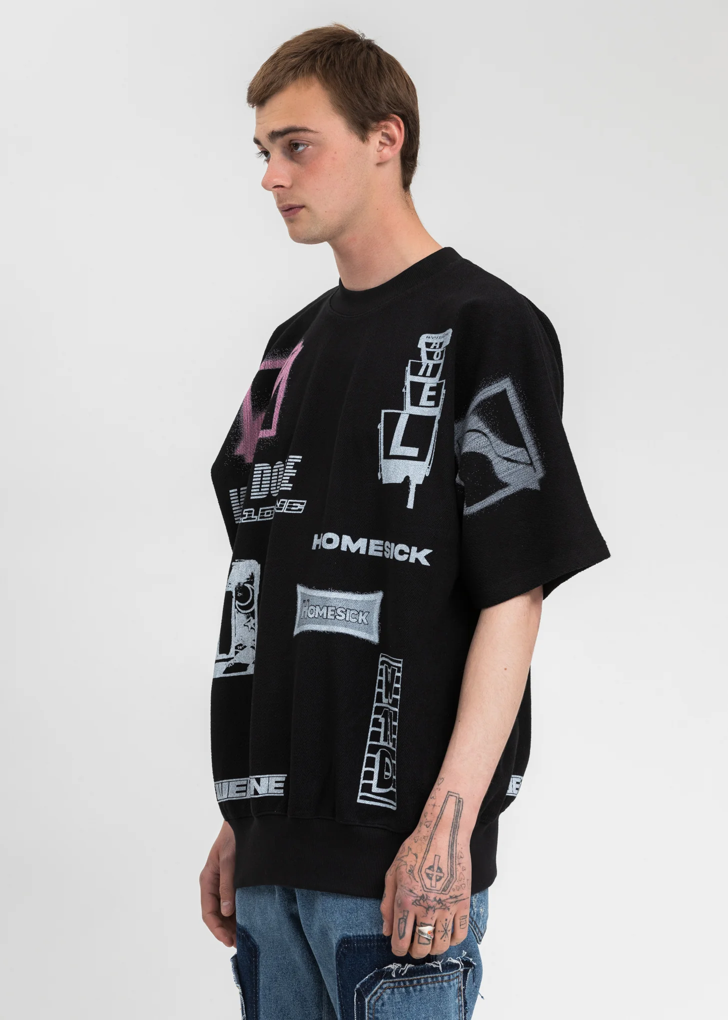 Black Graphic All Over T-Shirt - Image 3