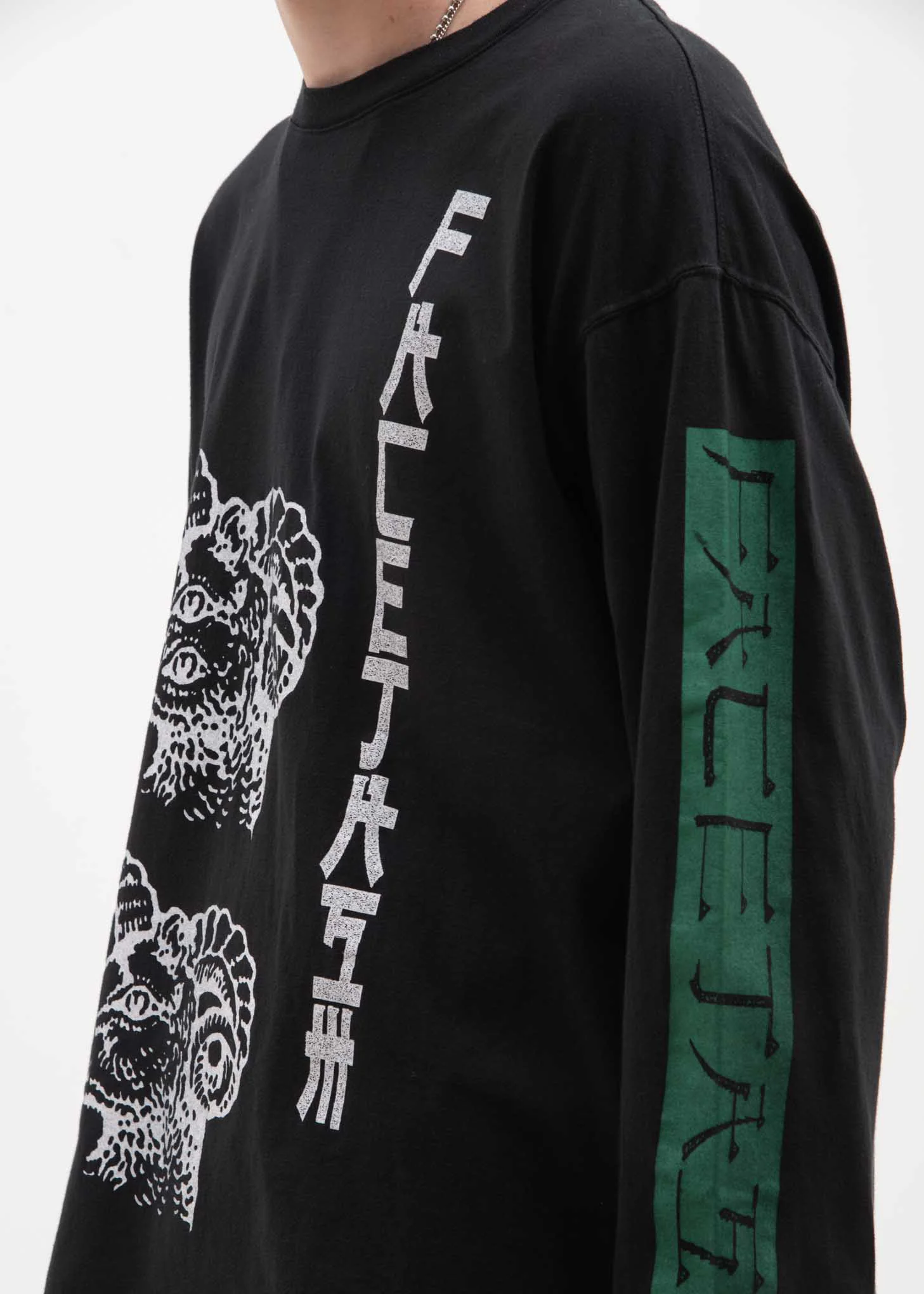 Black Graphic Long Sleeve T-Shirt - Image 2