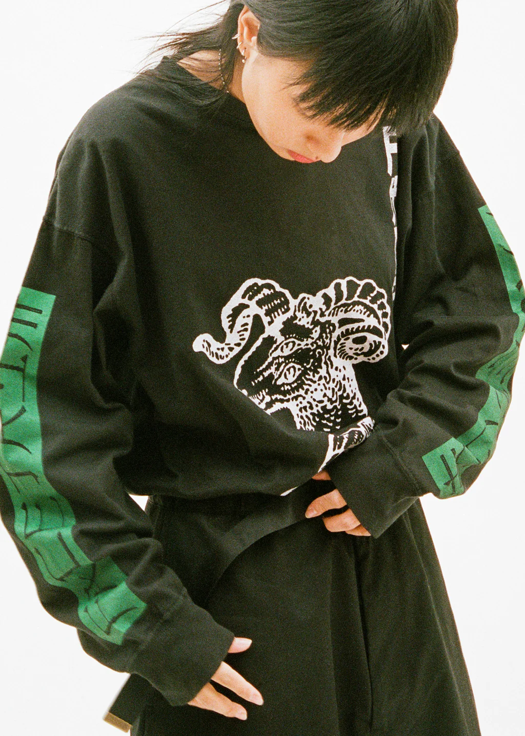 Black Graphic Long Sleeve T-Shirt - Image 7