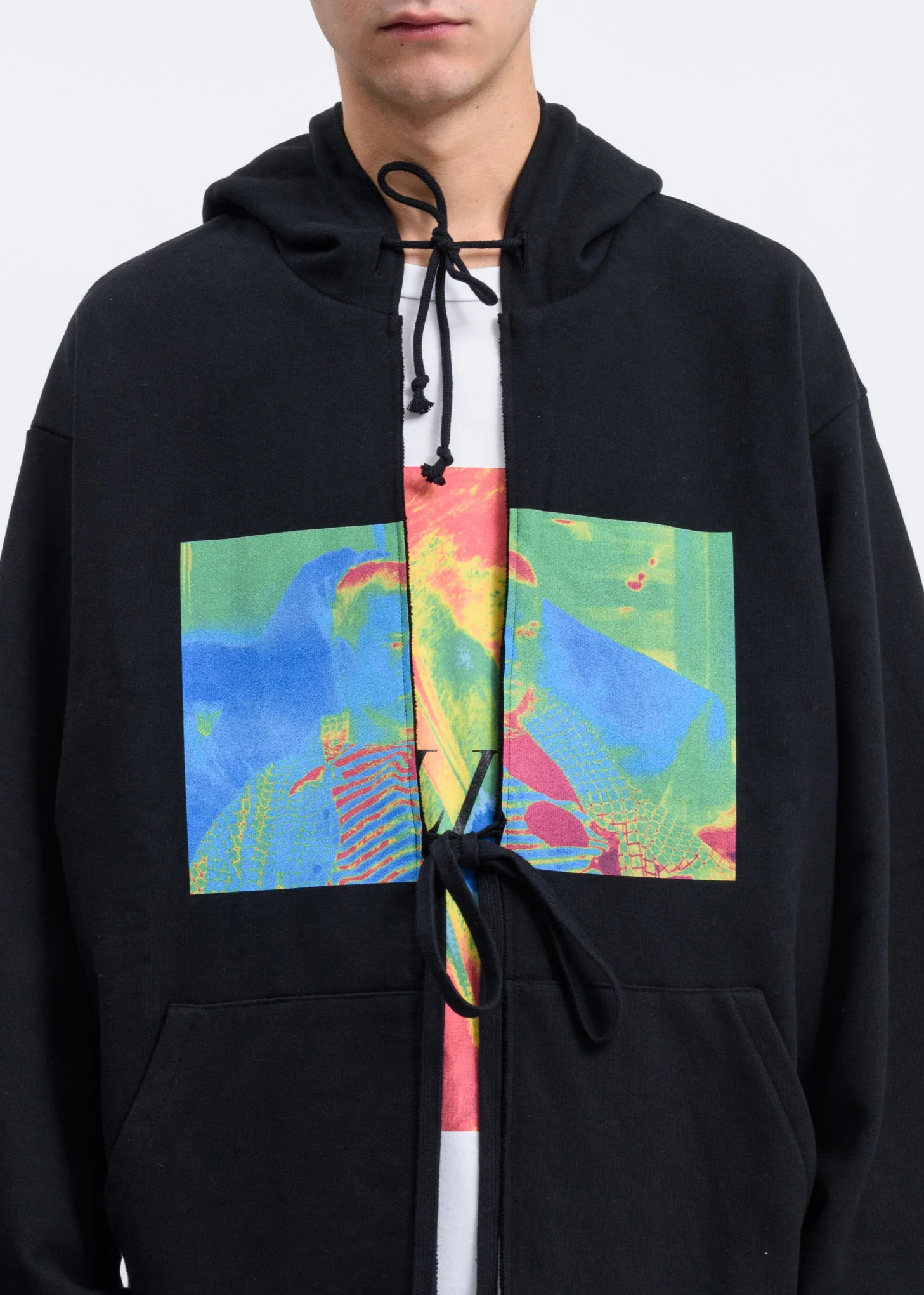 Black Graphic Print Oversized Hoodie