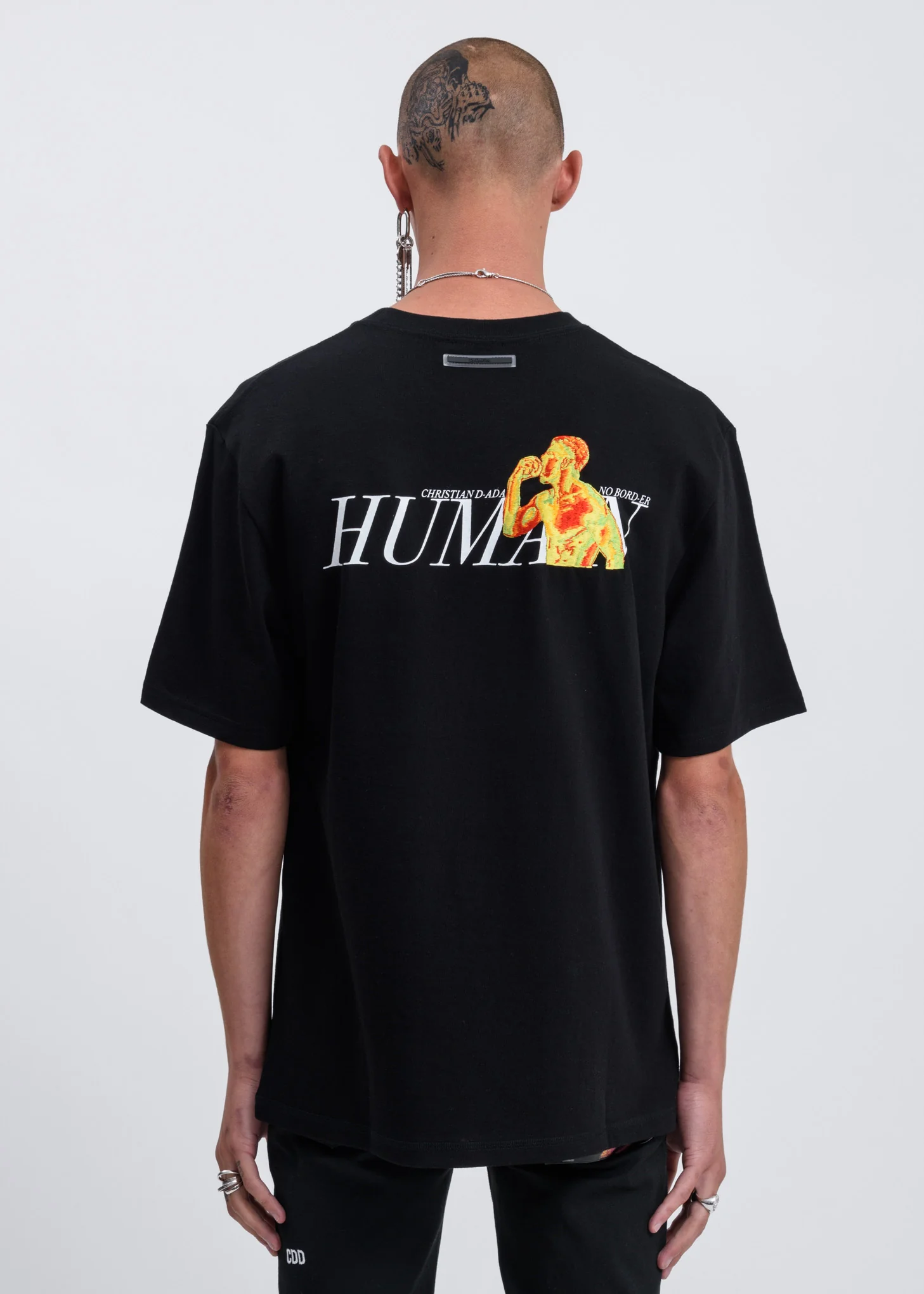 Black Graphic Print Pocket T-shirt