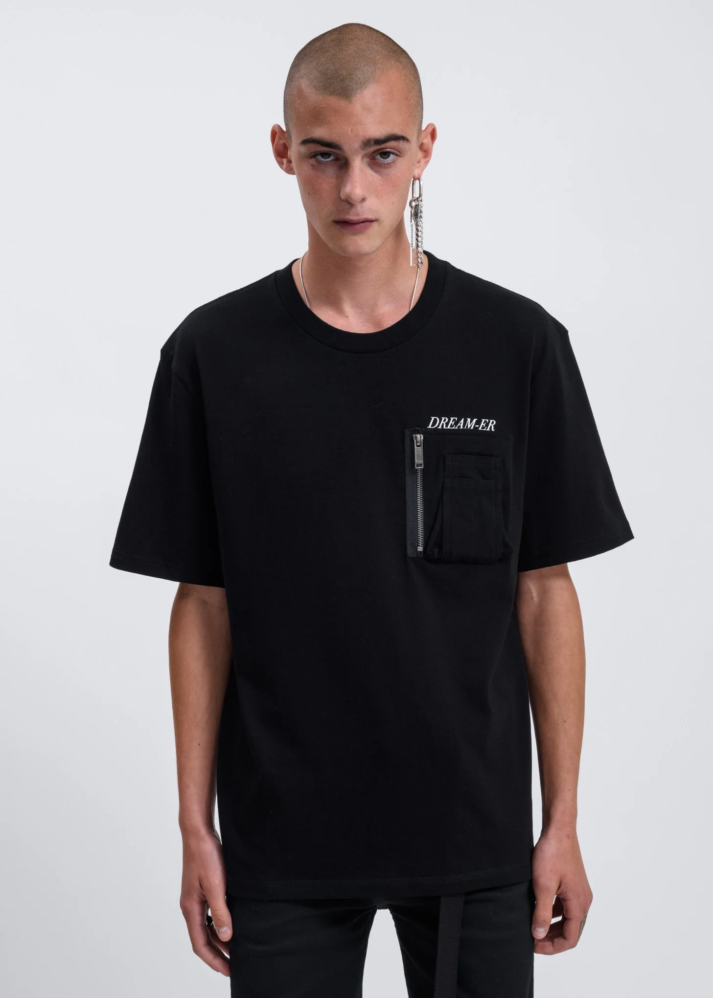 Black Graphic Print Pocket T-shirt - Image 3