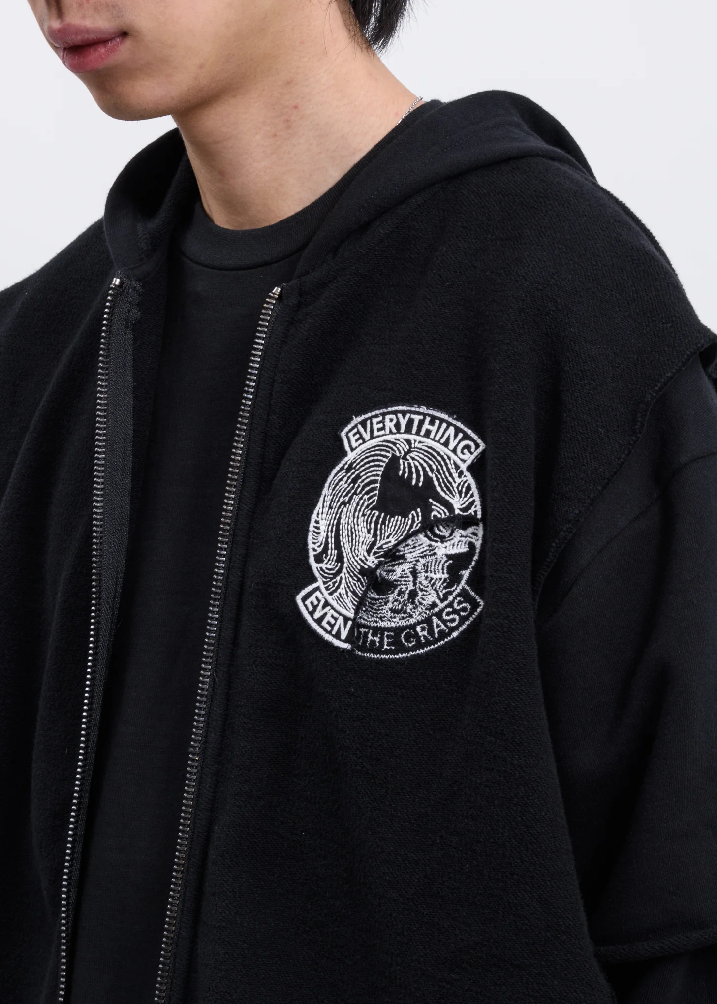 Black Grass Layered Fleece Hoodie - Image 3