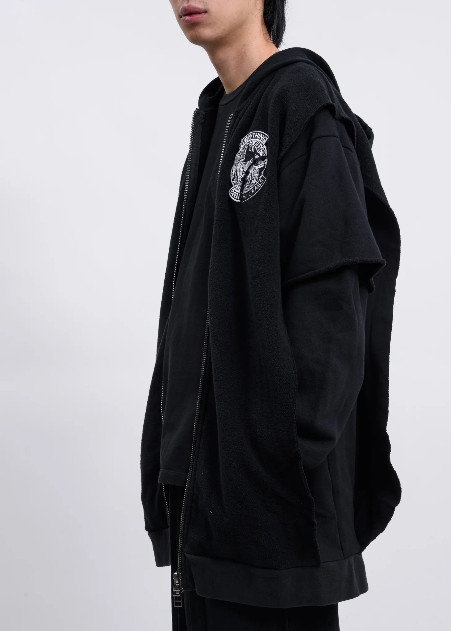 Black Grass Layered Fleece Hoodie - Image 4