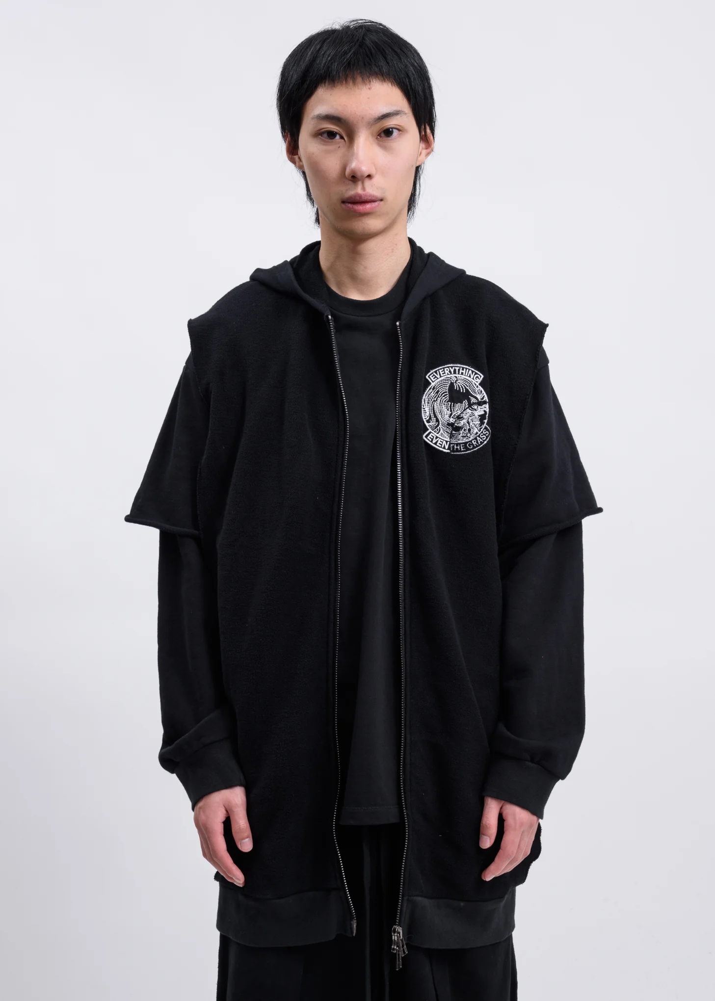 Black Grass Layered Fleece Hoodie - Image 7