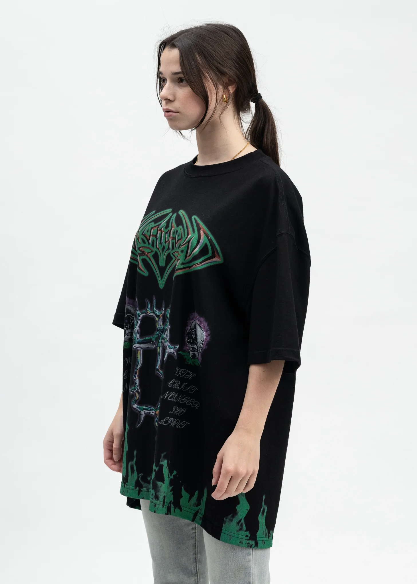 BLACK GREEN FIRE T-SHIRT - Image 3