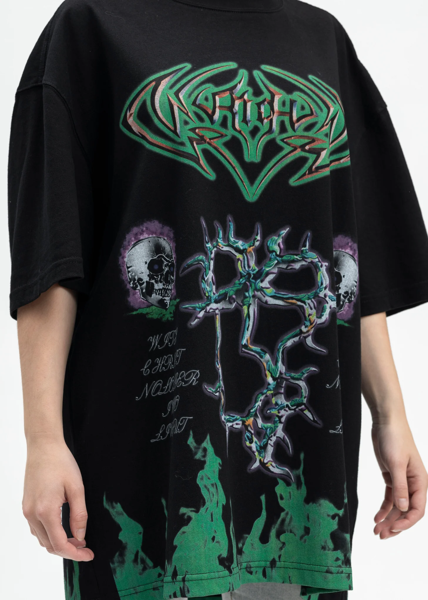 BLACK GREEN FIRE T-SHIRT - Image 4