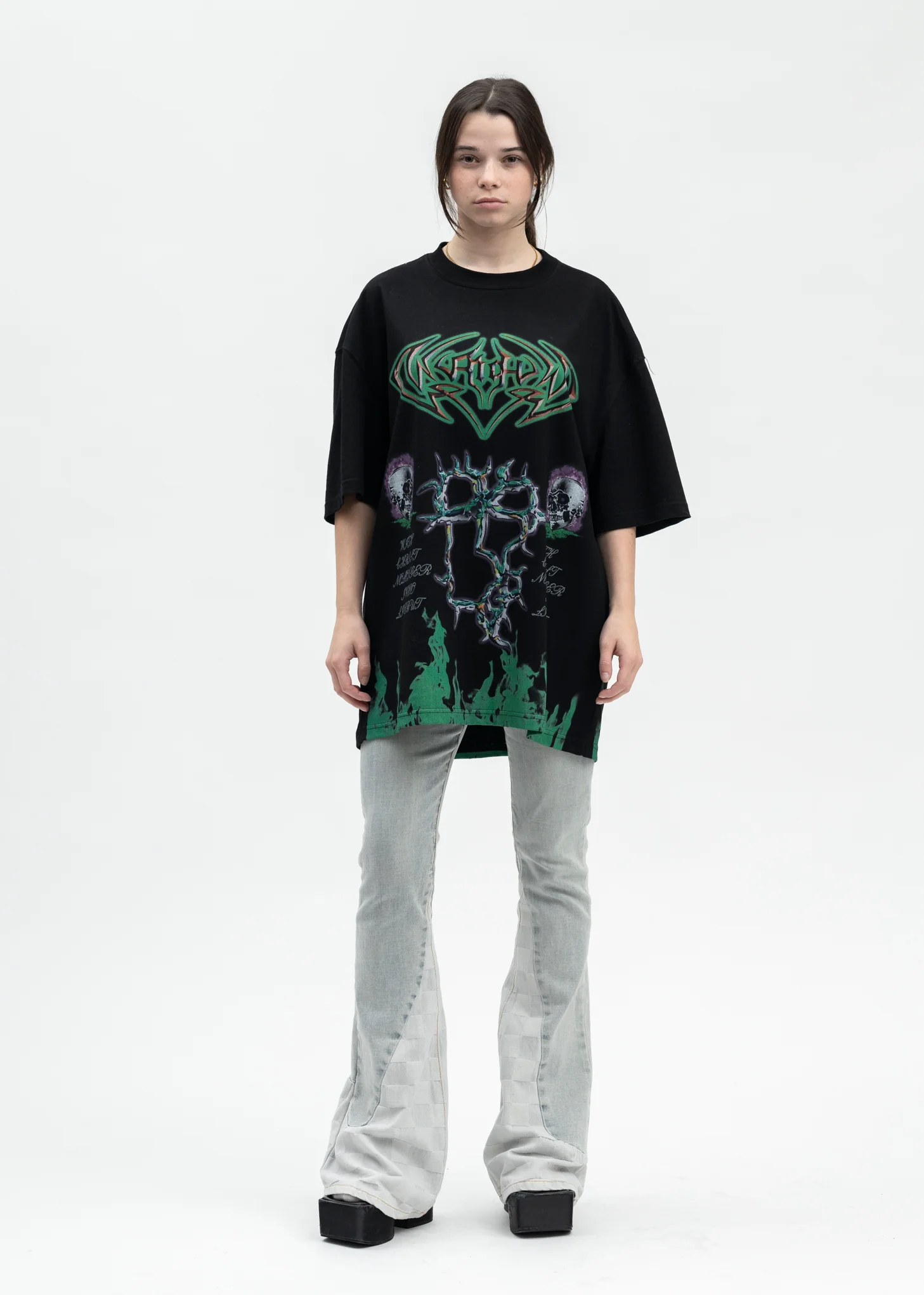 BLACK GREEN FIRE T-SHIRT - Image 5