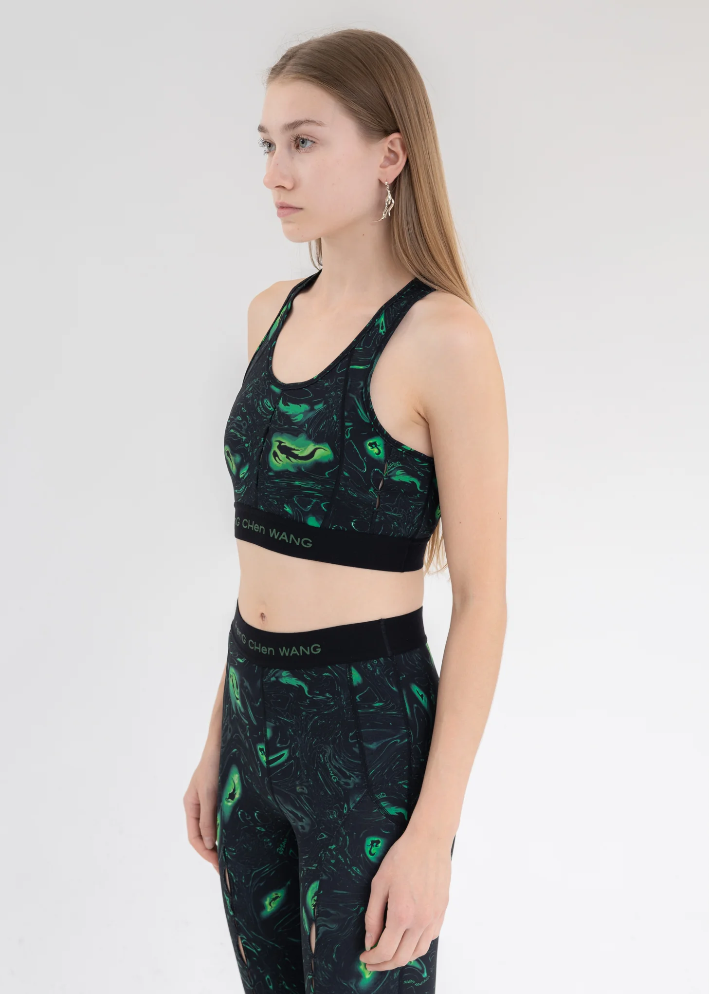 BLACK/GREEN PHOENIX PRINT YOGA BRA - Image 3