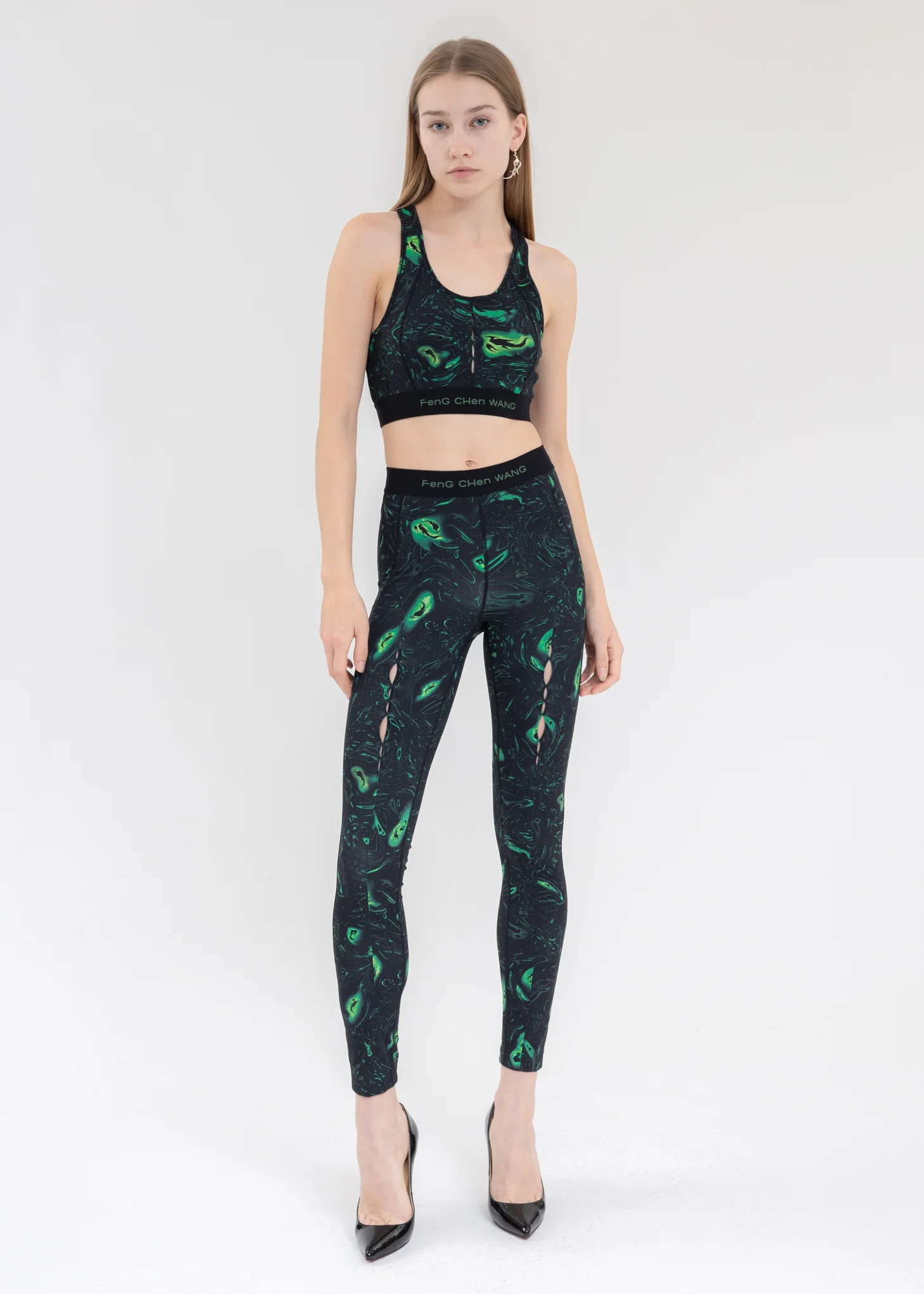 BLACK/GREEN PHOENIX PRINT YOGA BRA - Image 5
