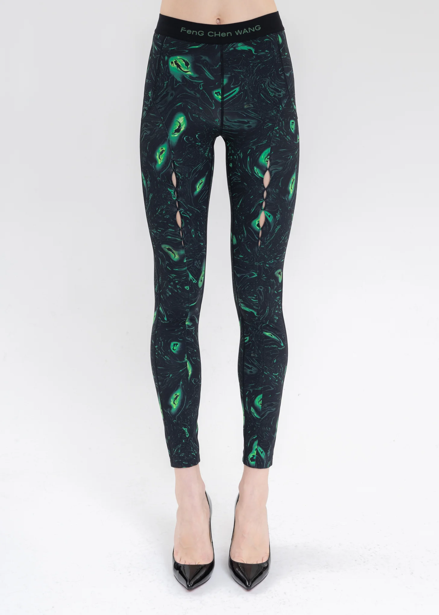 BLACK/GREEN PHOENIX PRINT YOGA LEGGING
