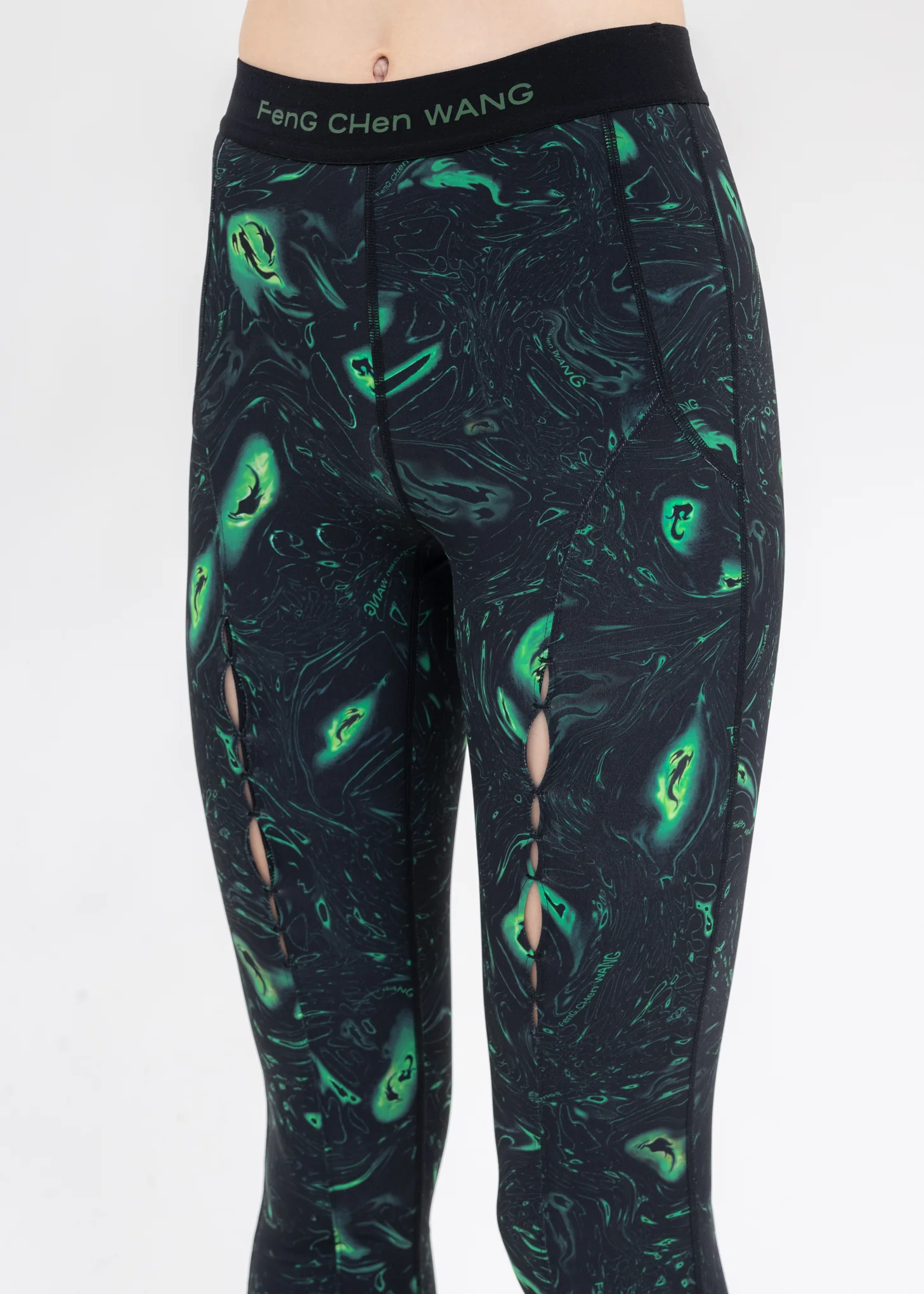 BLACK/GREEN PHOENIX PRINT YOGA LEGGING - Image 4