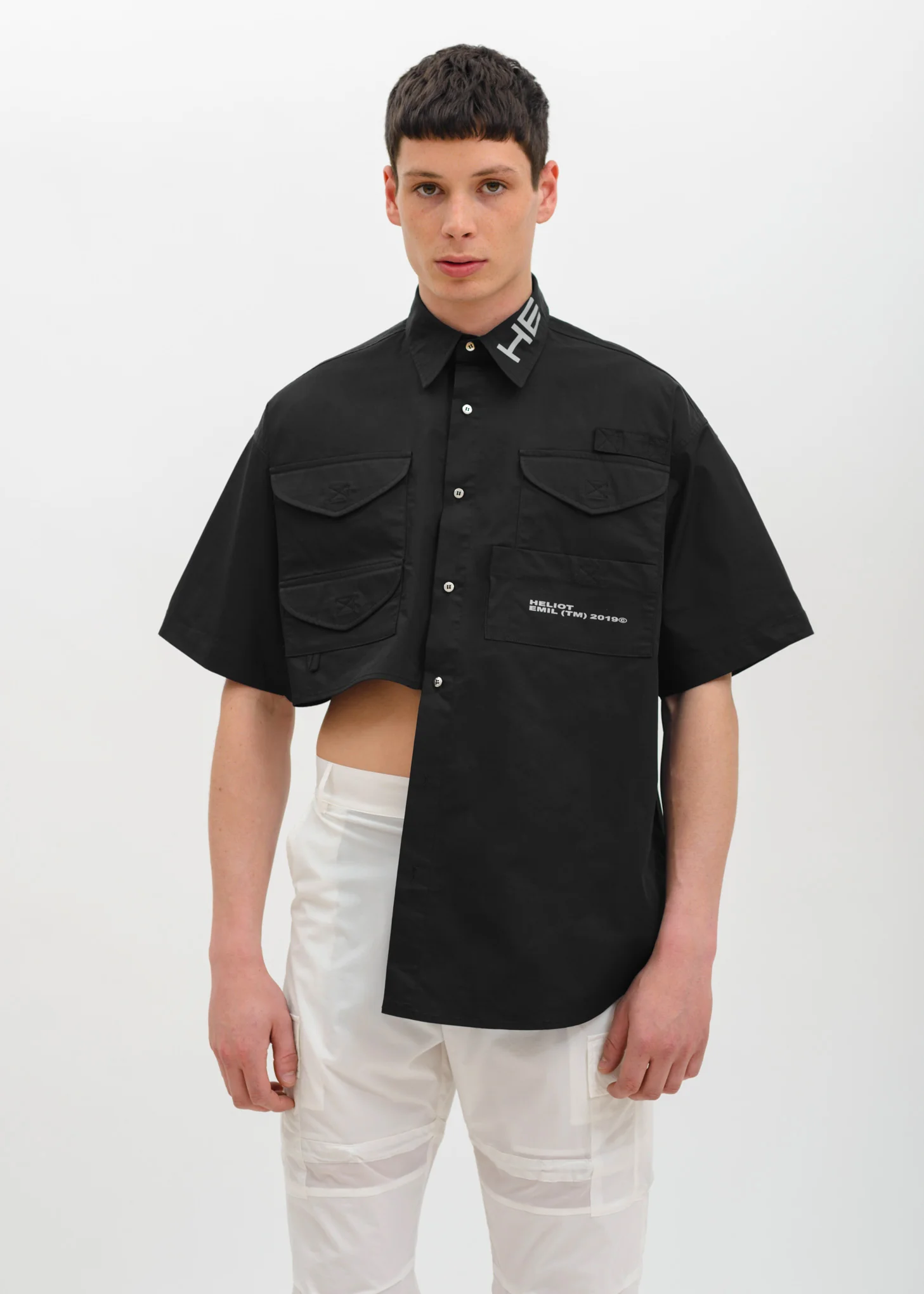 Black Half Crop Shirt