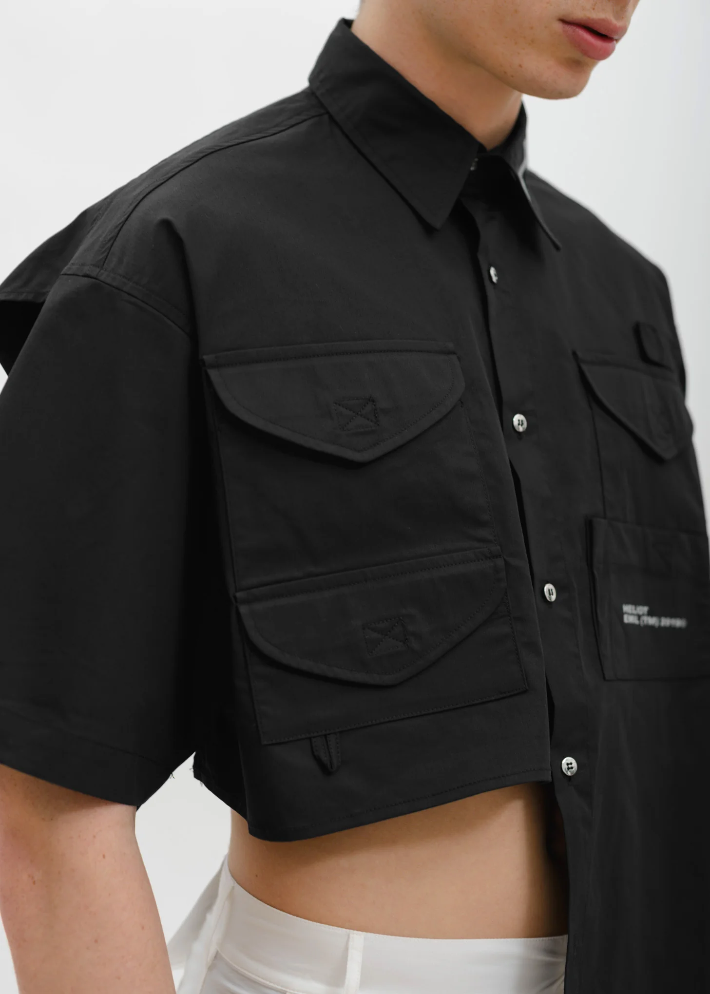 Black Half Crop Shirt - Image 4