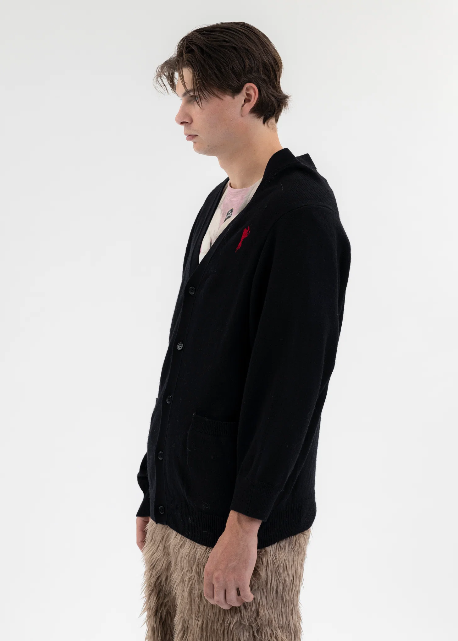 BLACK HALF LOOSE CARDIGAN - Image 3