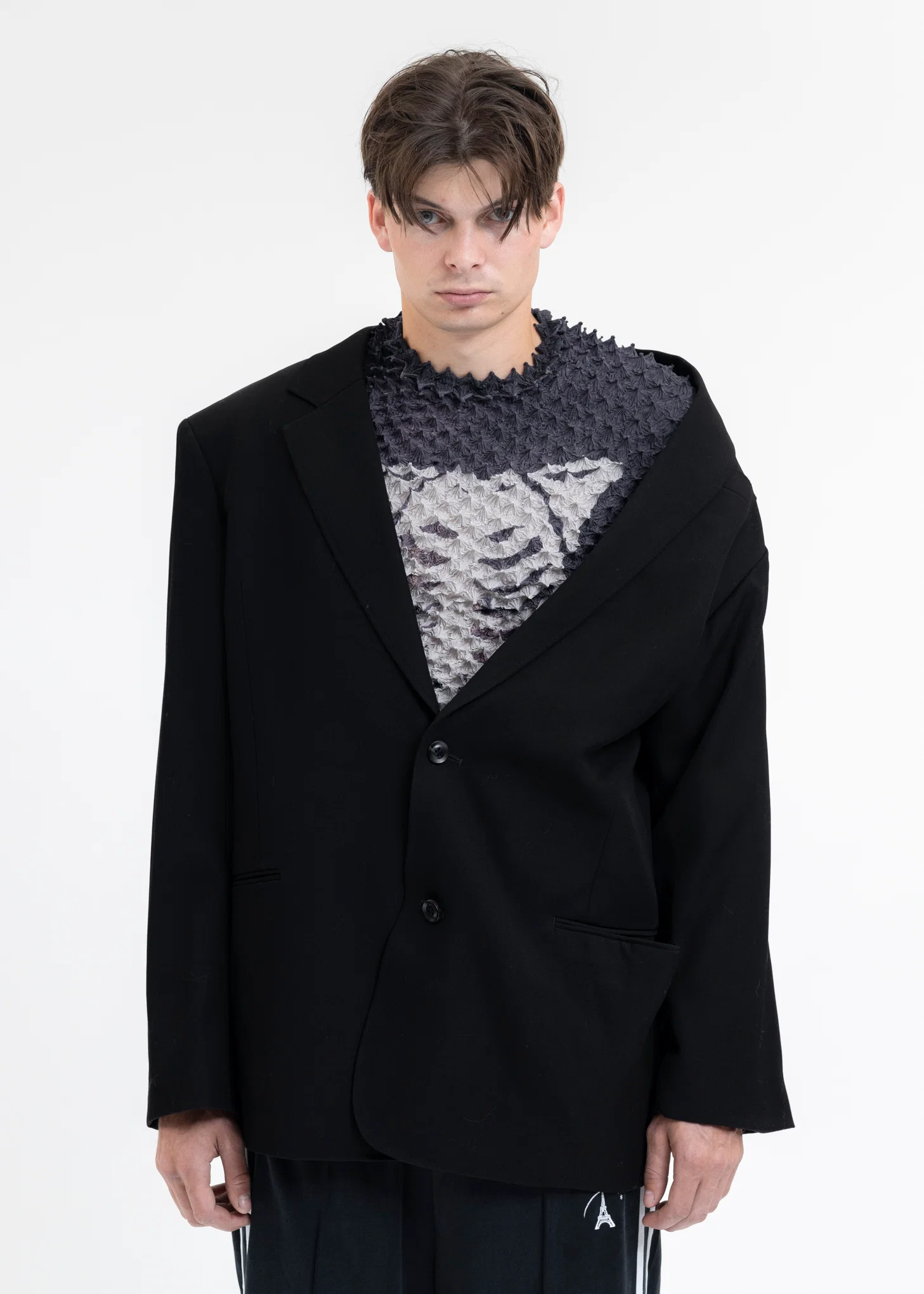 BLACK HALF LOOSE TAILORED JACKET - Image 2