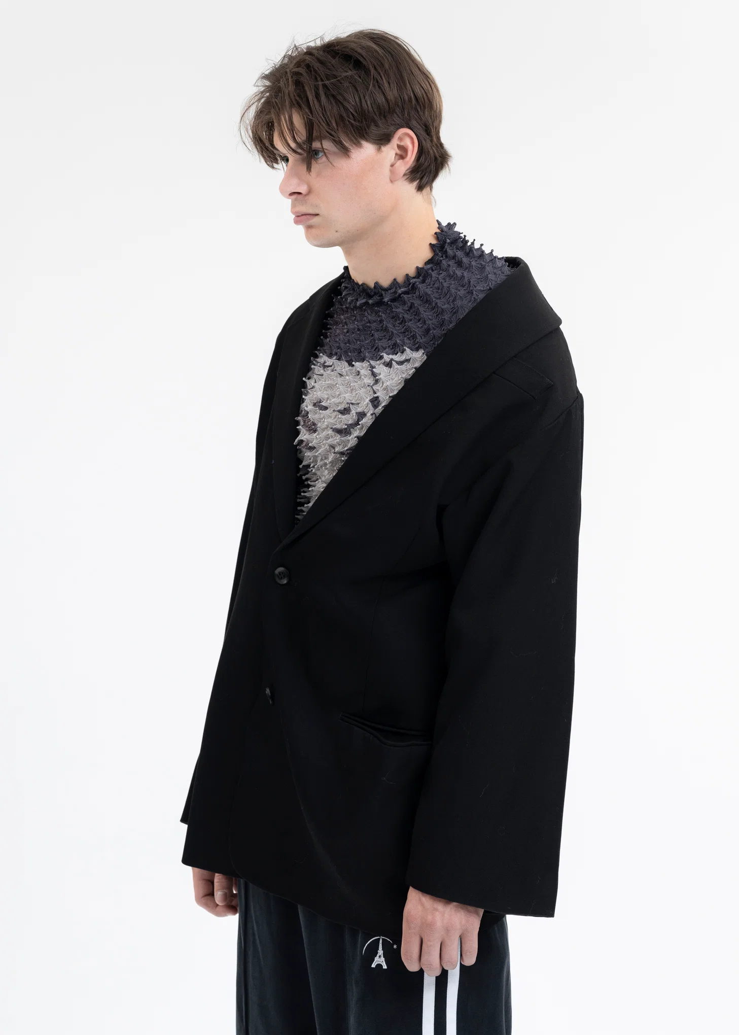 BLACK HALF LOOSE TAILORED JACKET - Image 6
