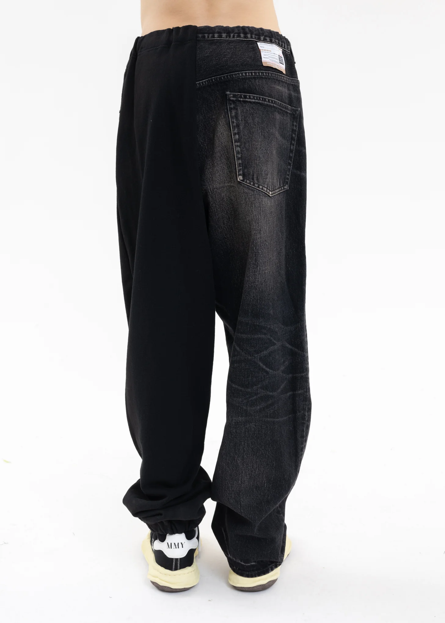 Black Half-Sweat Denim Pants - Image 4