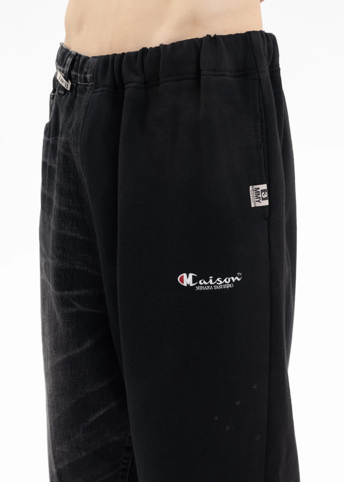 Black Half-Sweat Denim Pants - Image 6