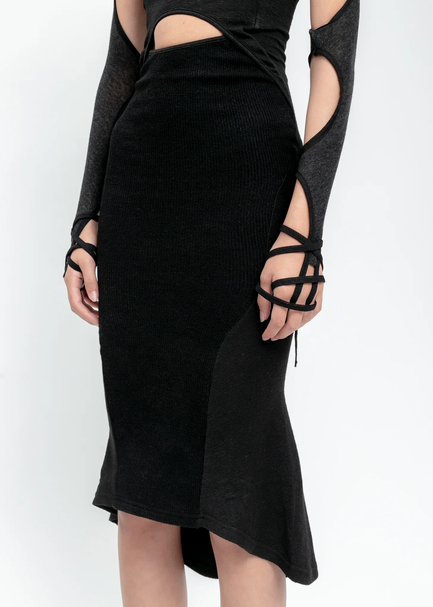 Black Halter Dress With Sleeve - Image 6