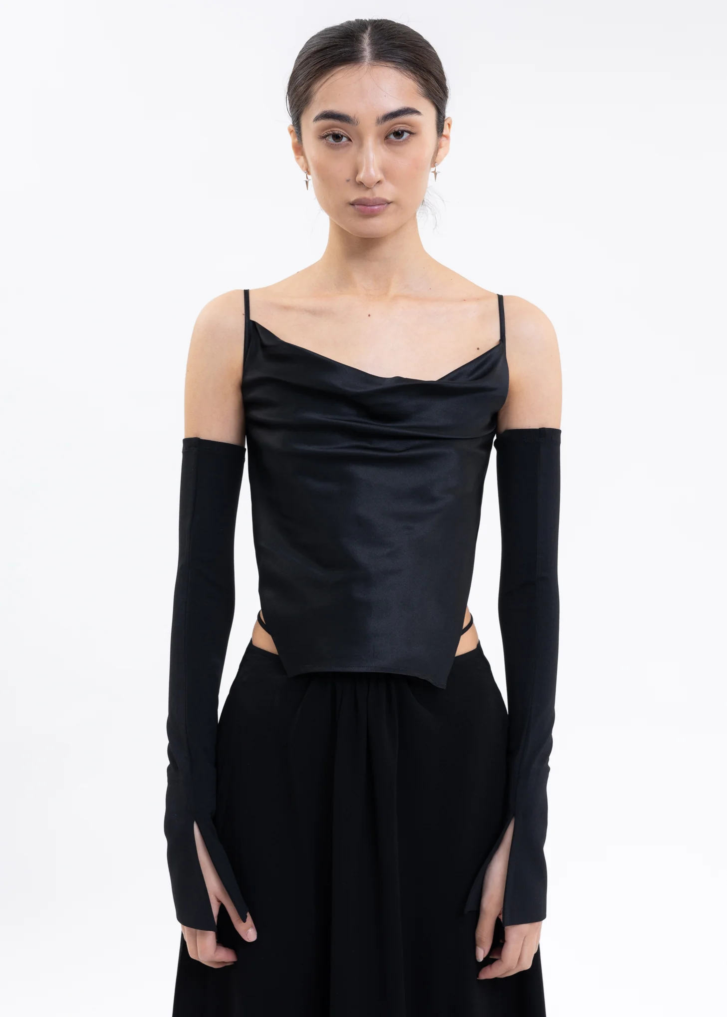 Black Halter Silk Top
