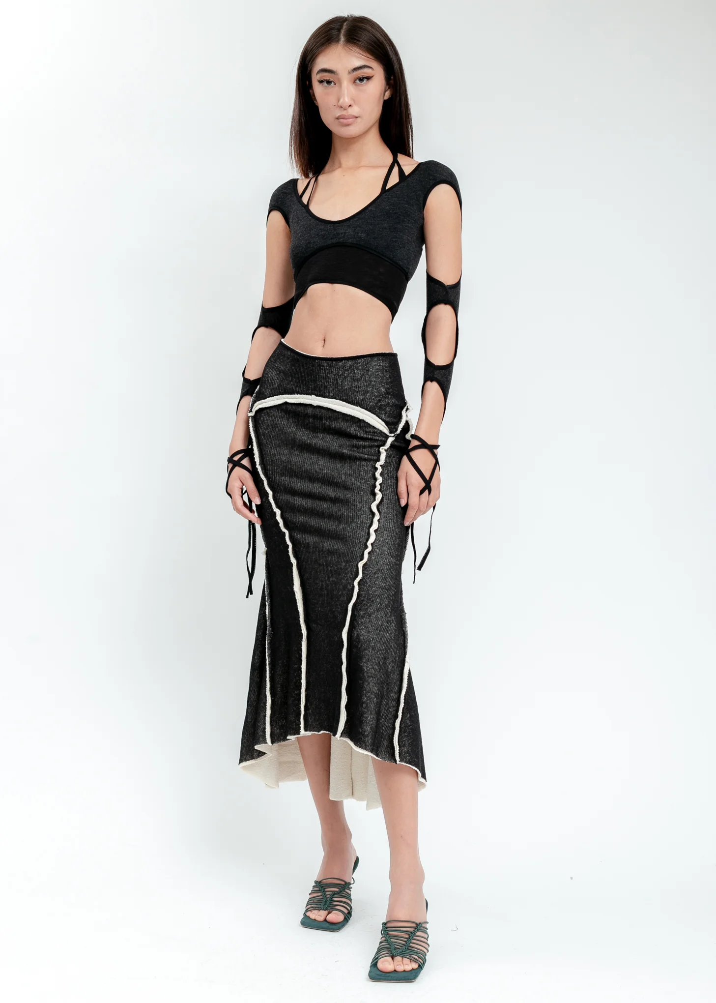 Black Halter Top With Sleeve - Image 5