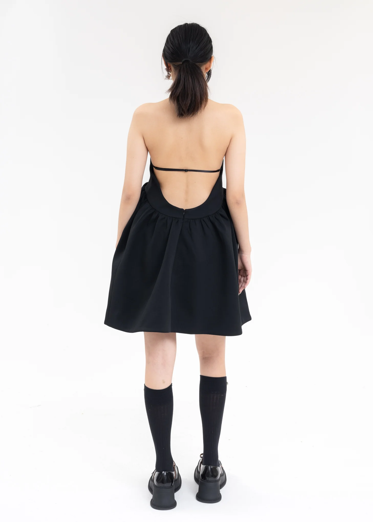Black Halterneck Puff Dress - Image 2