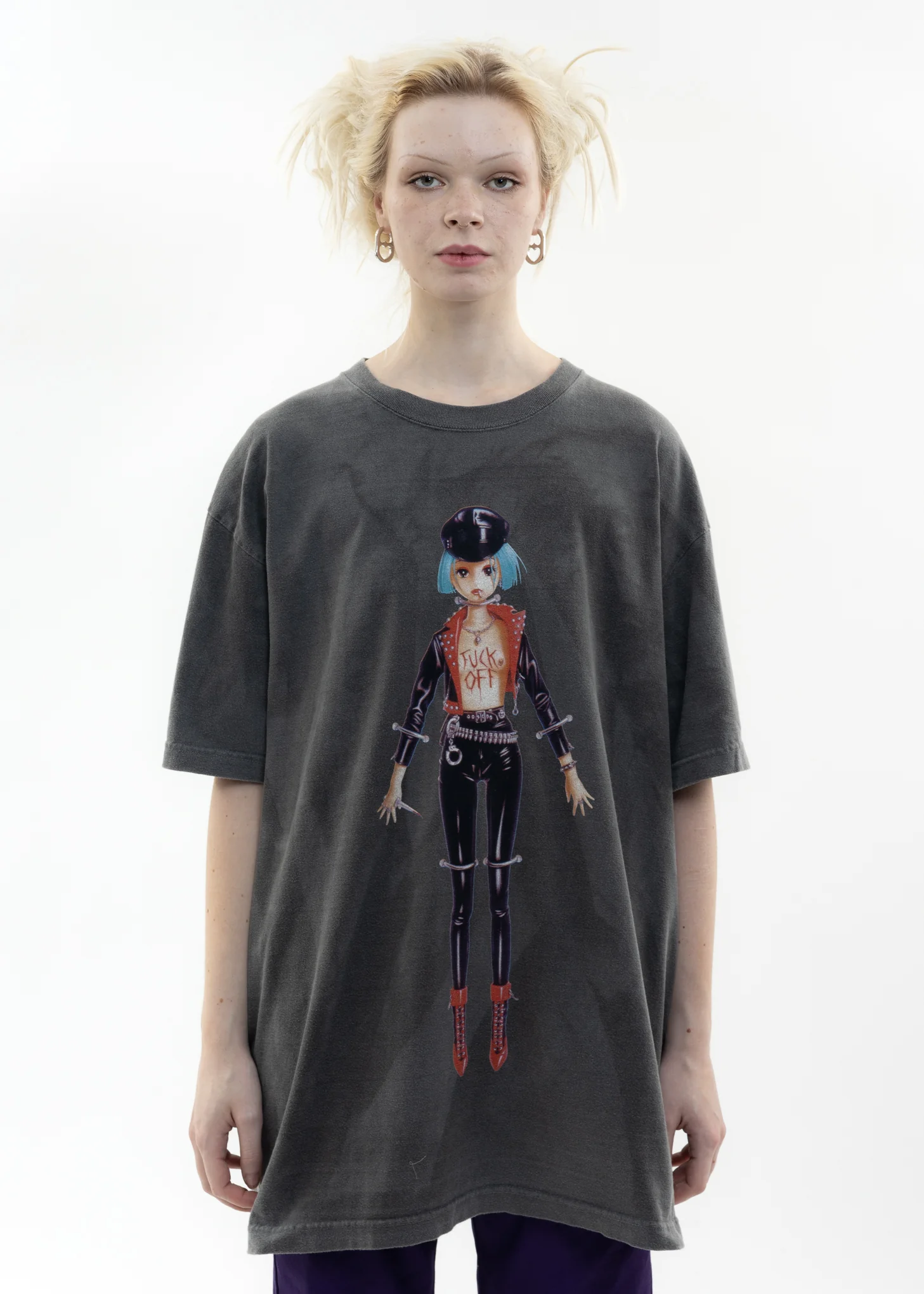 Black Hand Dyed T-Shirt - FUCK OFF Artwork by TREVOR BROWN