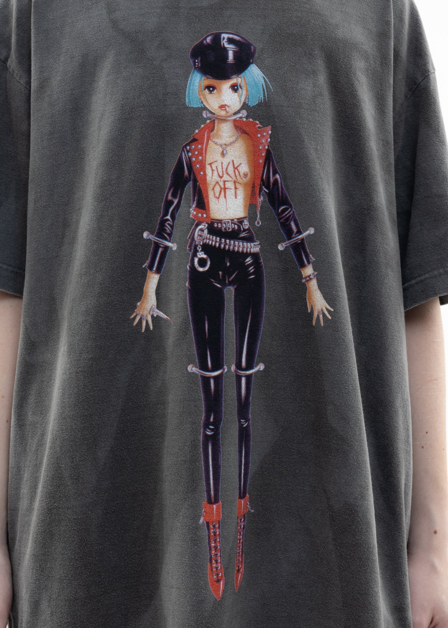 Black Hand Dyed T-Shirt - FUCK OFF Artwork by TREVOR BROWN - Image 2