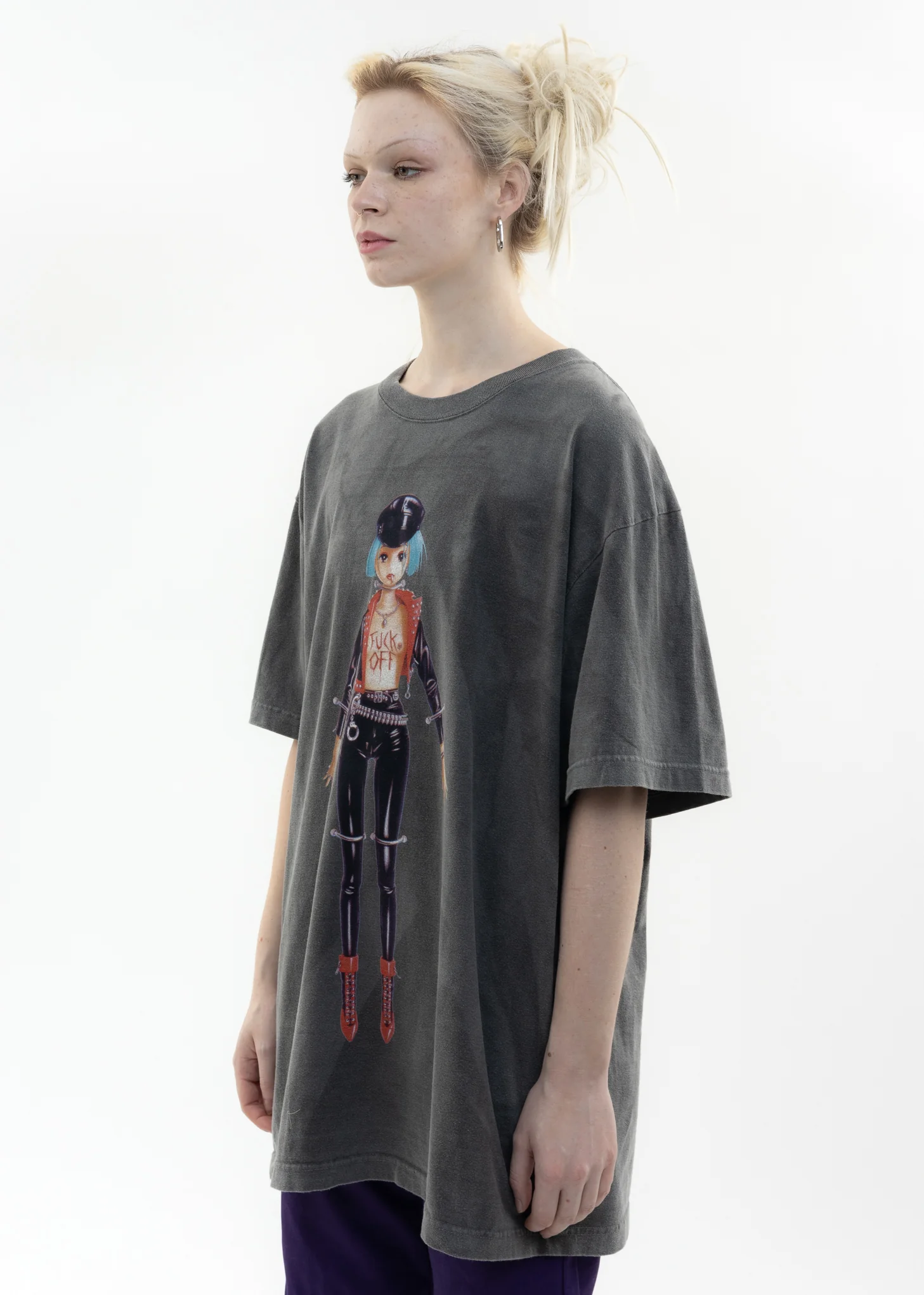 Black Hand Dyed T-Shirt - FUCK OFF Artwork by TREVOR BROWN - Image 3