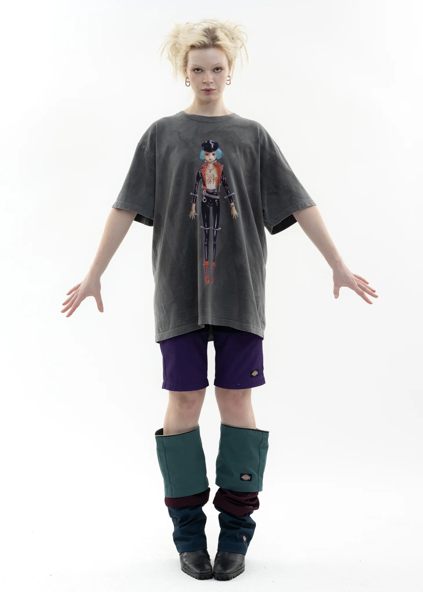 Black Hand Dyed T-Shirt - FUCK OFF Artwork by TREVOR BROWN - Image 5