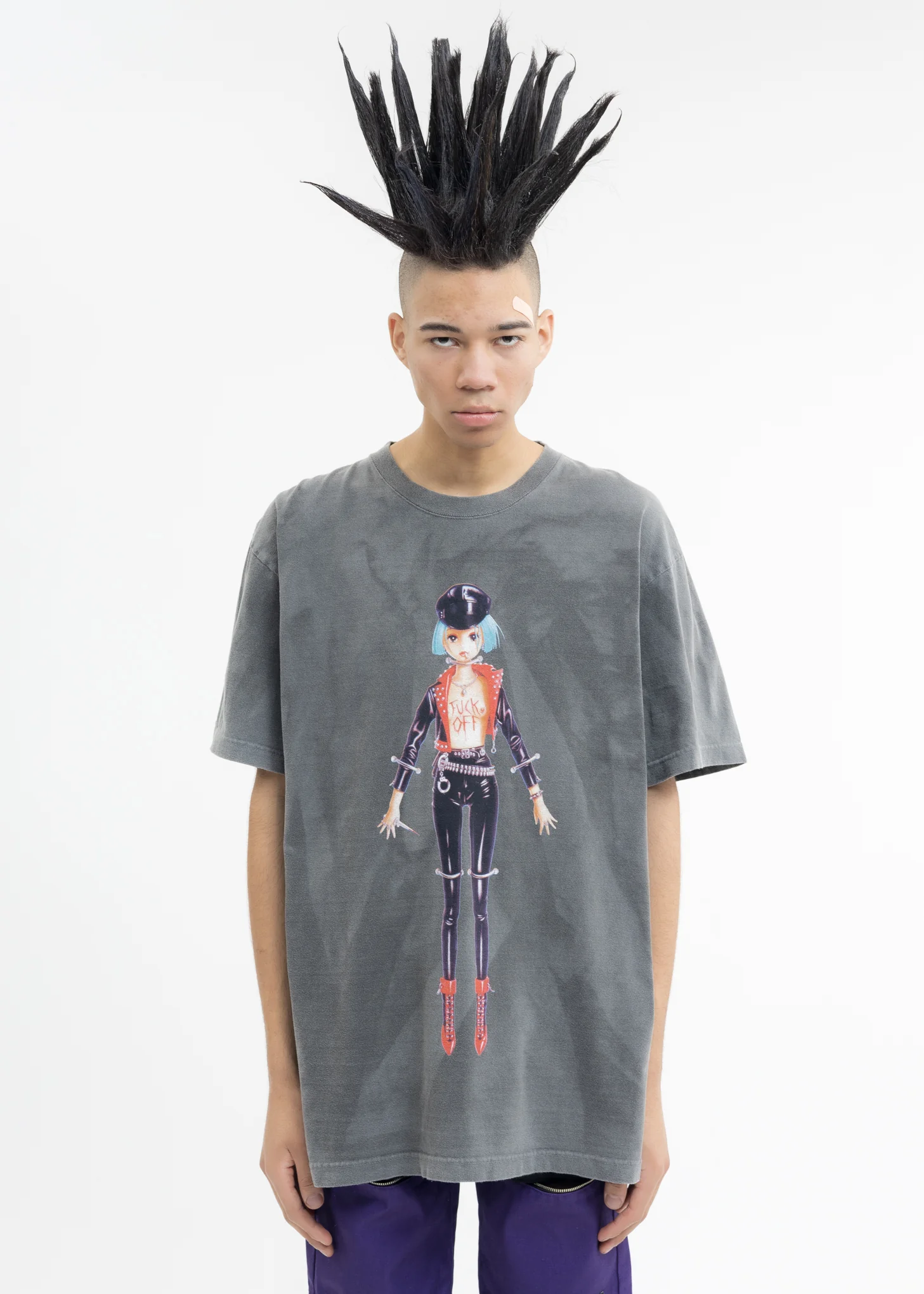 Black Hand Dyed T-Shirt - FUCK OFF Artwork by TREVOR BROWN