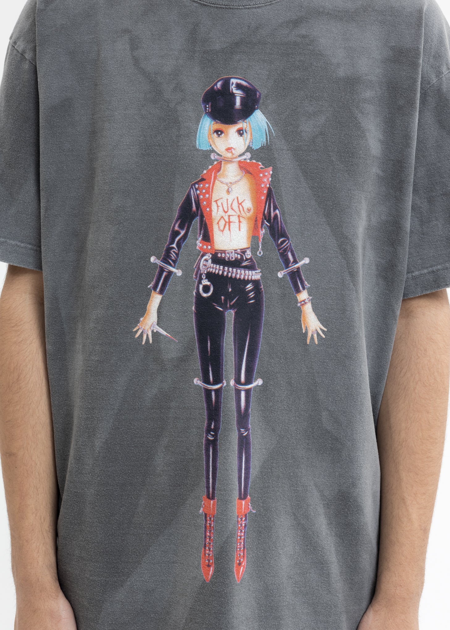 Black Hand Dyed T-Shirt - FUCK OFF Artwork by TREVOR BROWN - Image 2