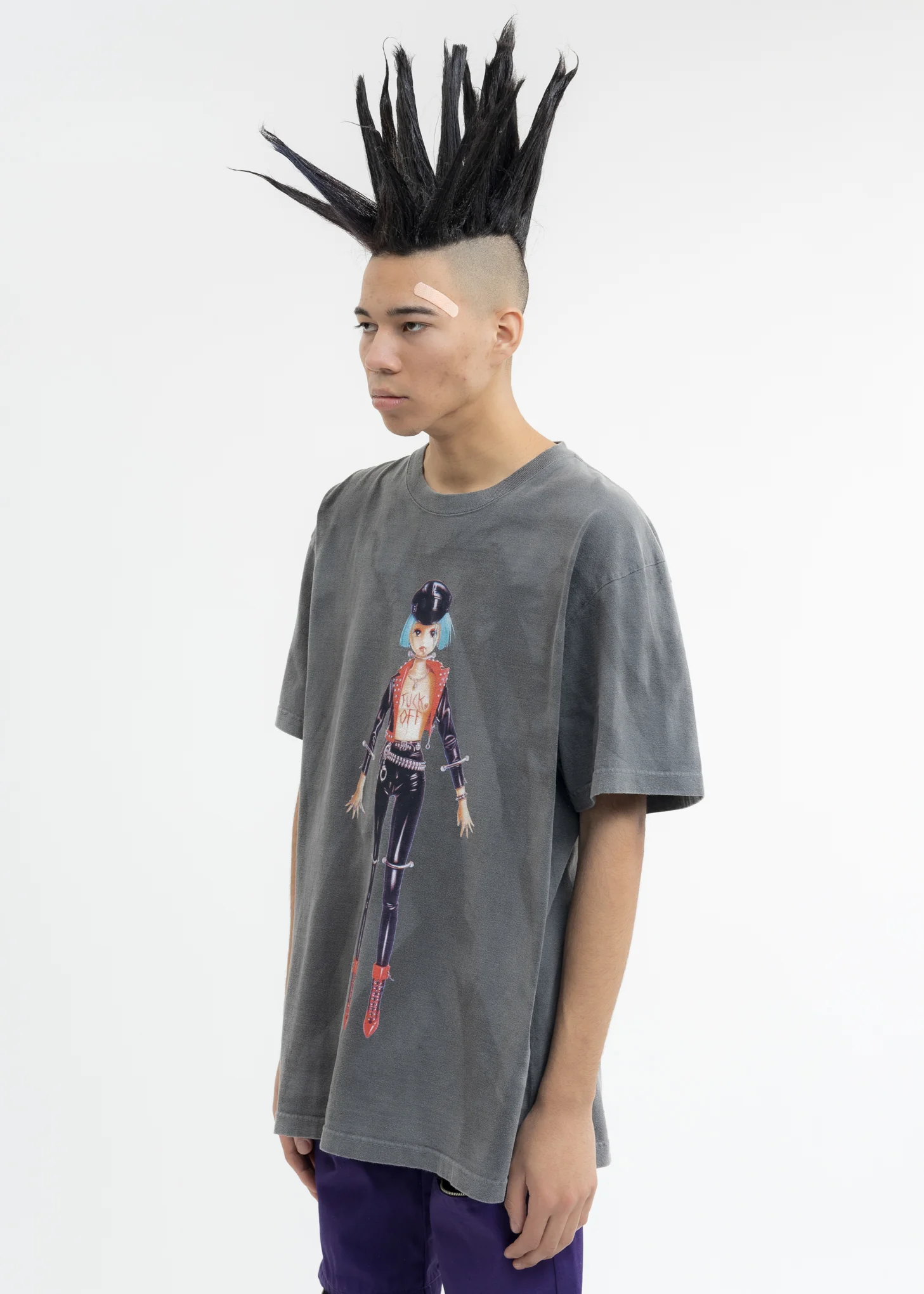 Black Hand Dyed T-Shirt - FUCK OFF Artwork by TREVOR BROWN - Image 3