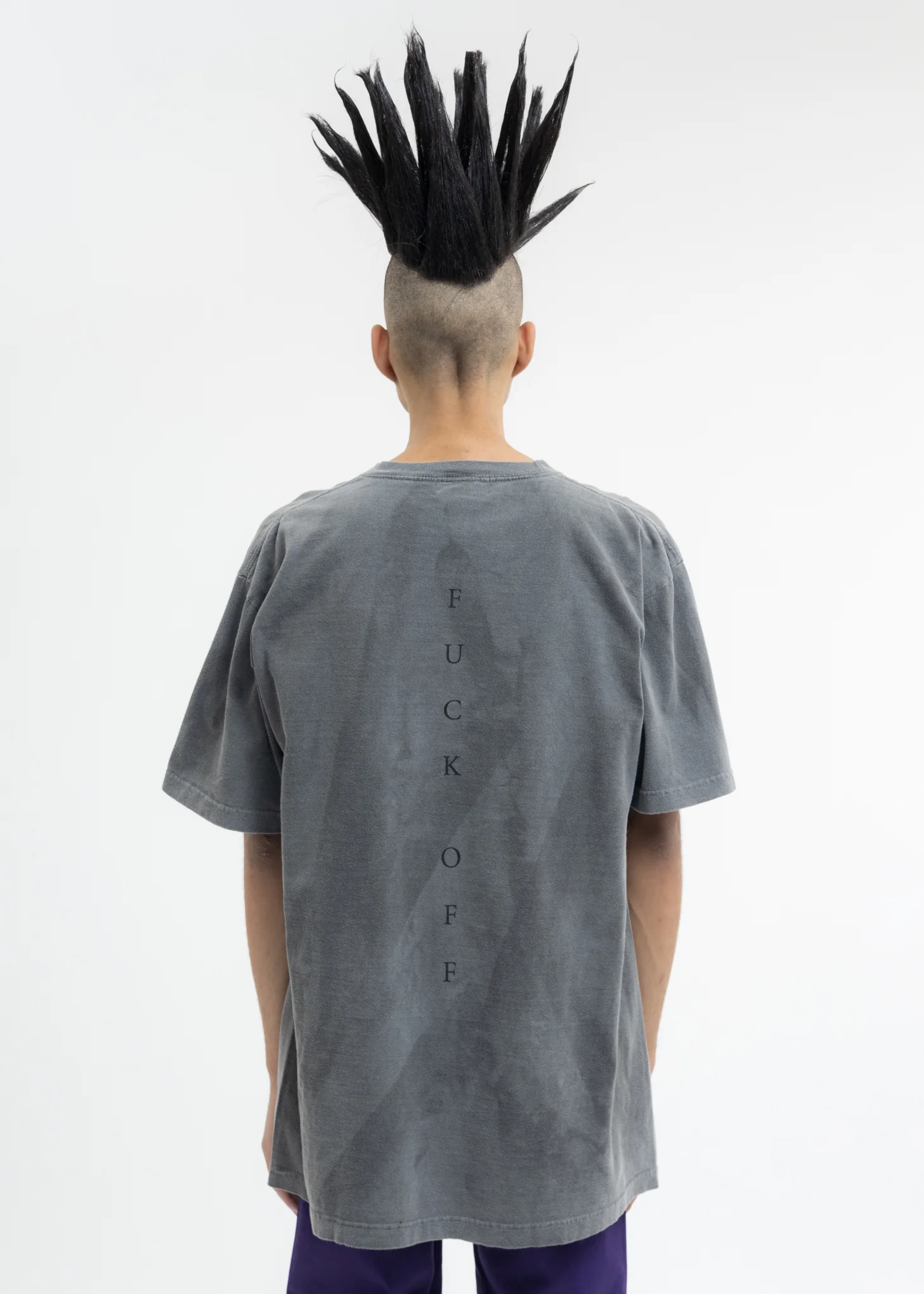 Black Hand Dyed T-Shirt - FUCK OFF Artwork by TREVOR BROWN - Image 4