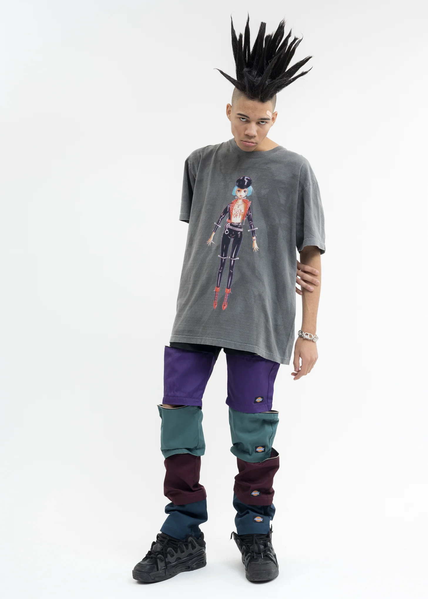 Black Hand Dyed T-Shirt - FUCK OFF Artwork by TREVOR BROWN - Image 5