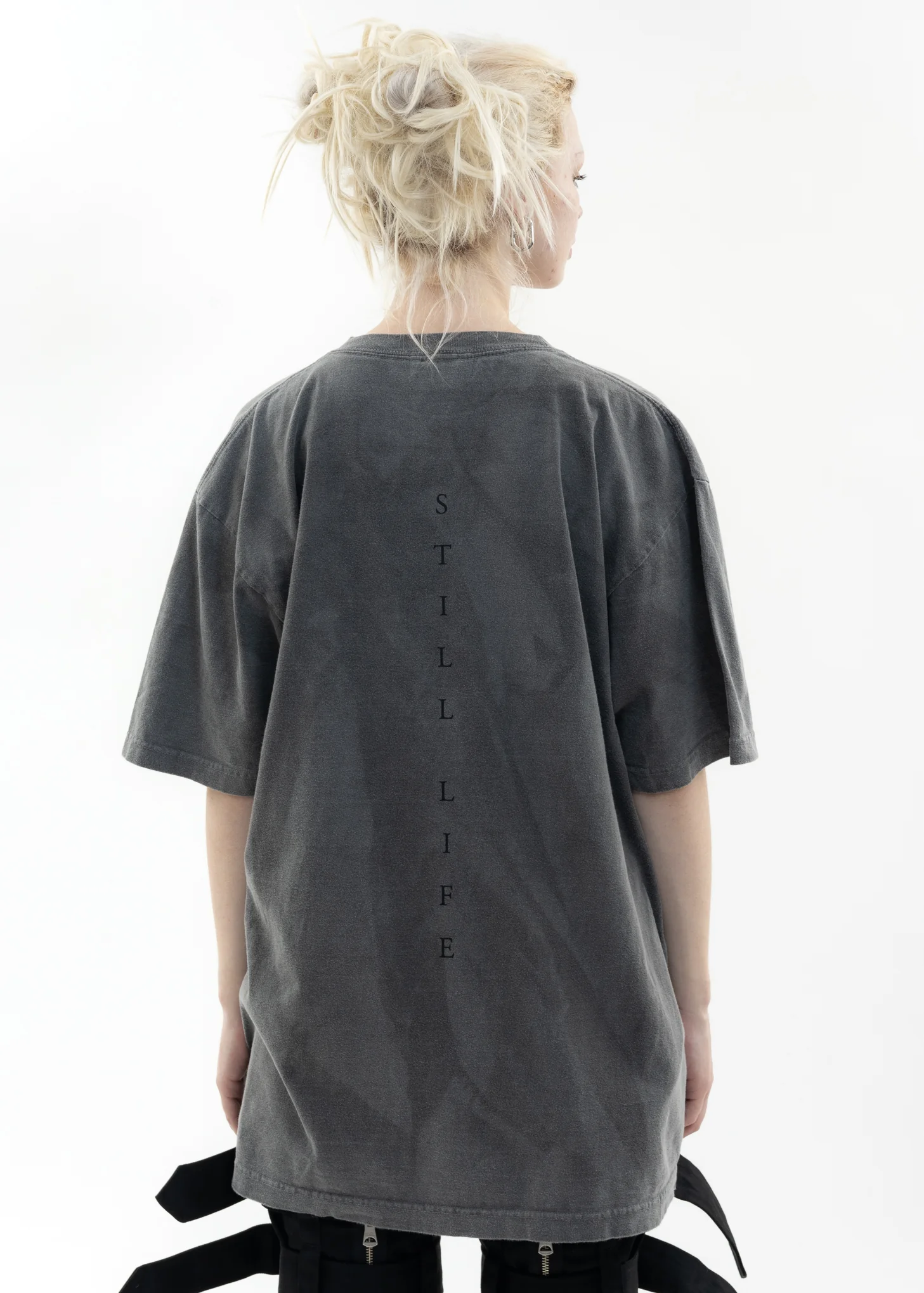 Black Hand Dyed T-Shirt - STILL LIFE Artwork by TREVOR BROWN - Image 4
