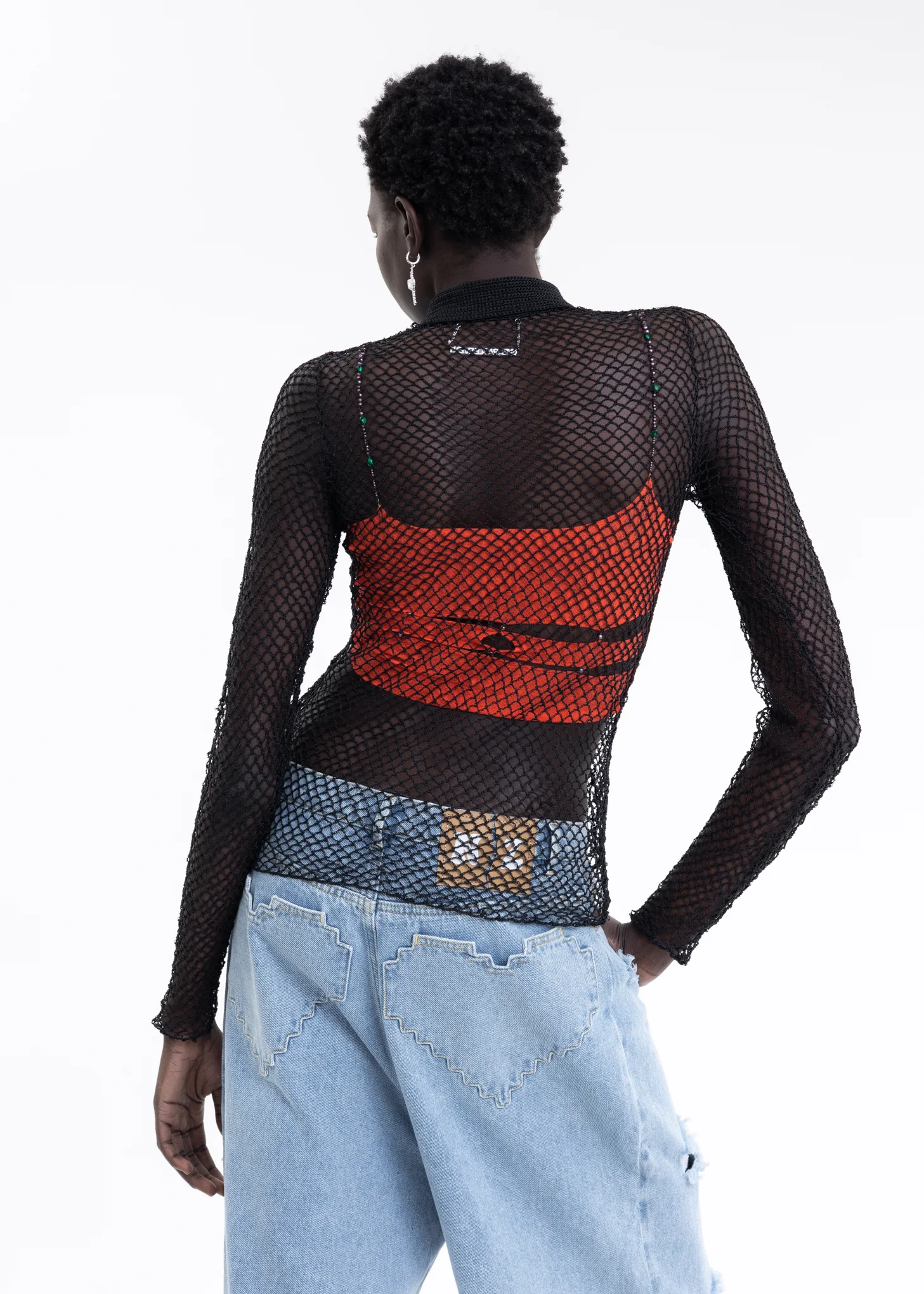 Black Hand Hook Hollow Woven Shirt - Image 3