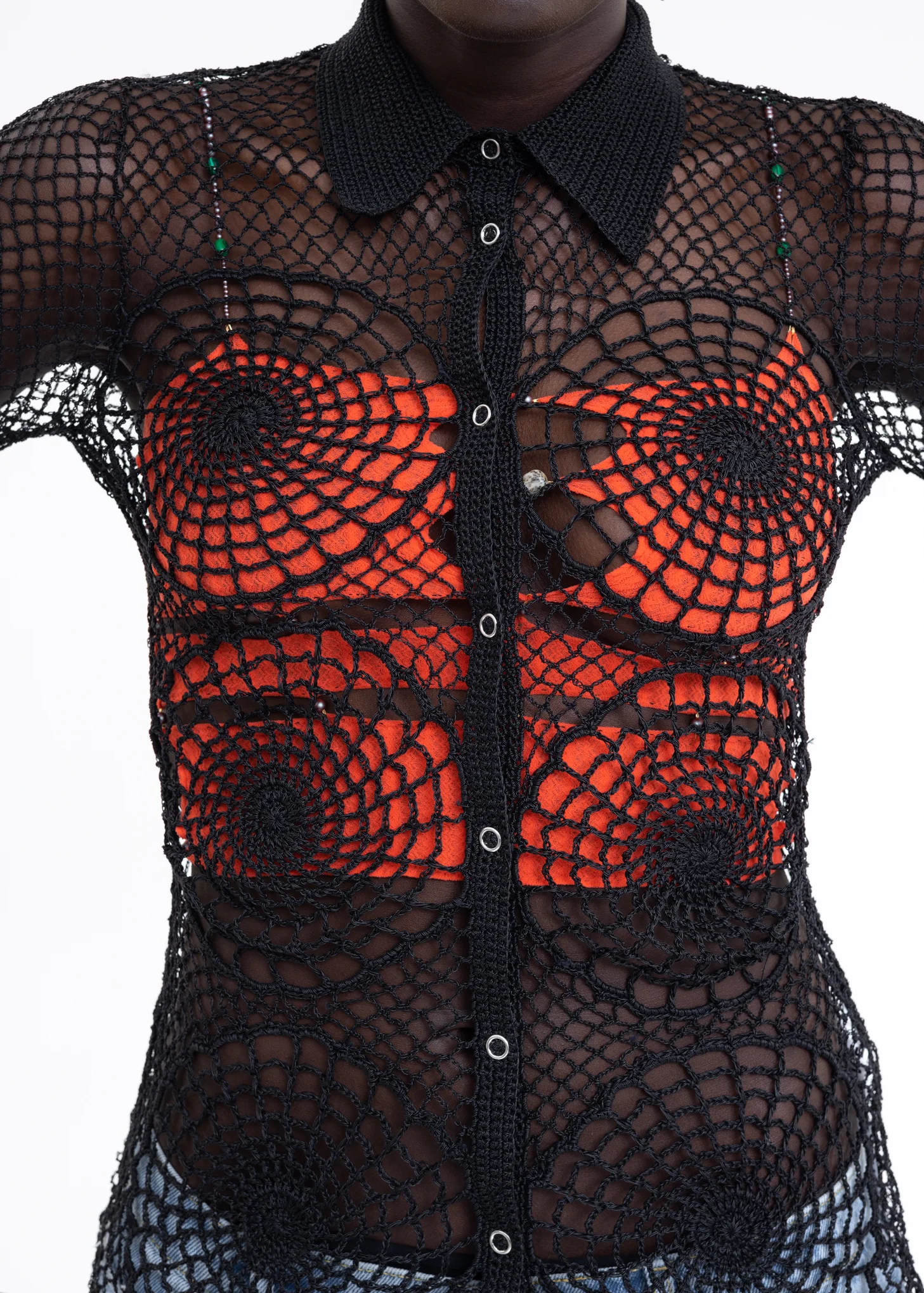Black Hand Hook Hollow Woven Shirt - Image 4