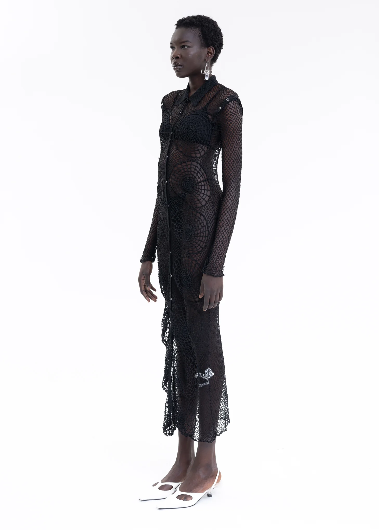 Black Hand Hook Vortex Hollow Dress - Image 3