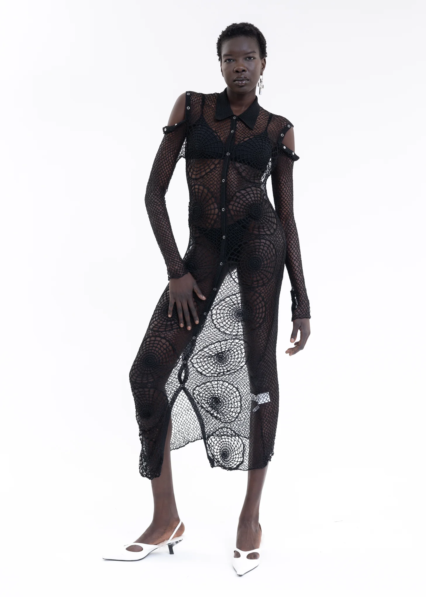 Black Hand Hook Vortex Hollow Dress - Image 5